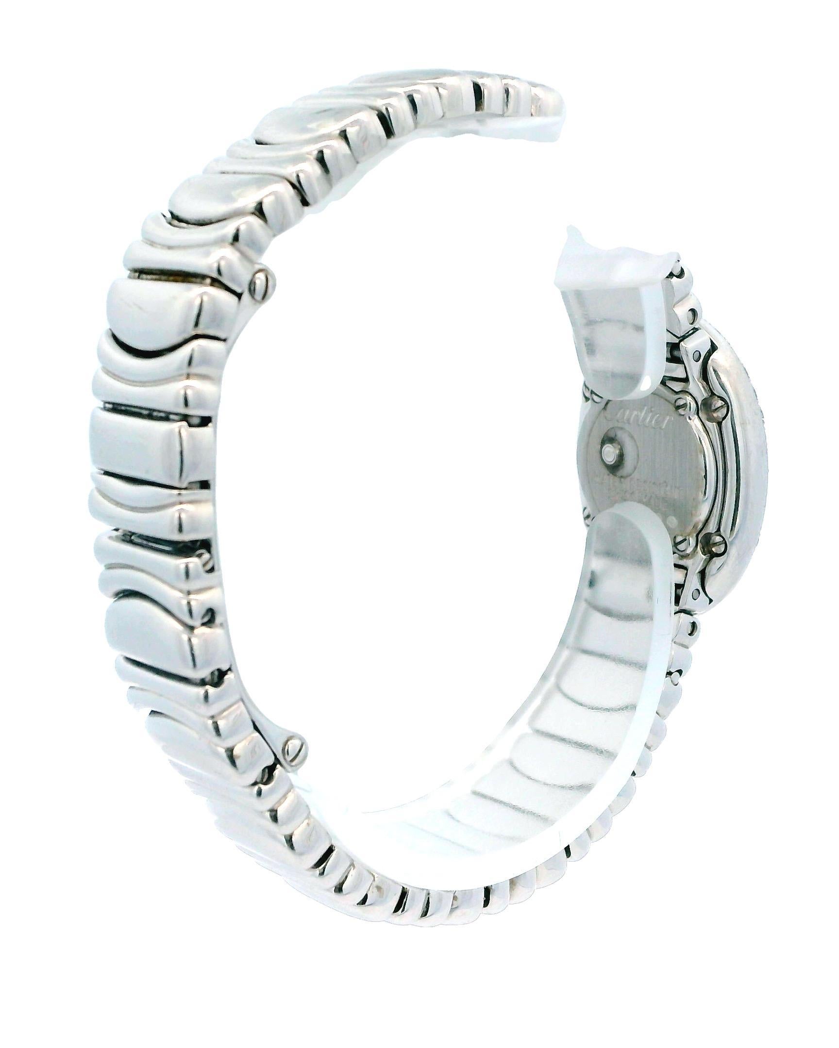 Cartier Baignoire W15189L2 Mini 18K White Gold Pave Case Box & Papers 2