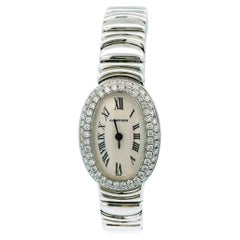 Cartier Baignoire W15189L2 Mini 18K White Gold Pave Case Box & Papers