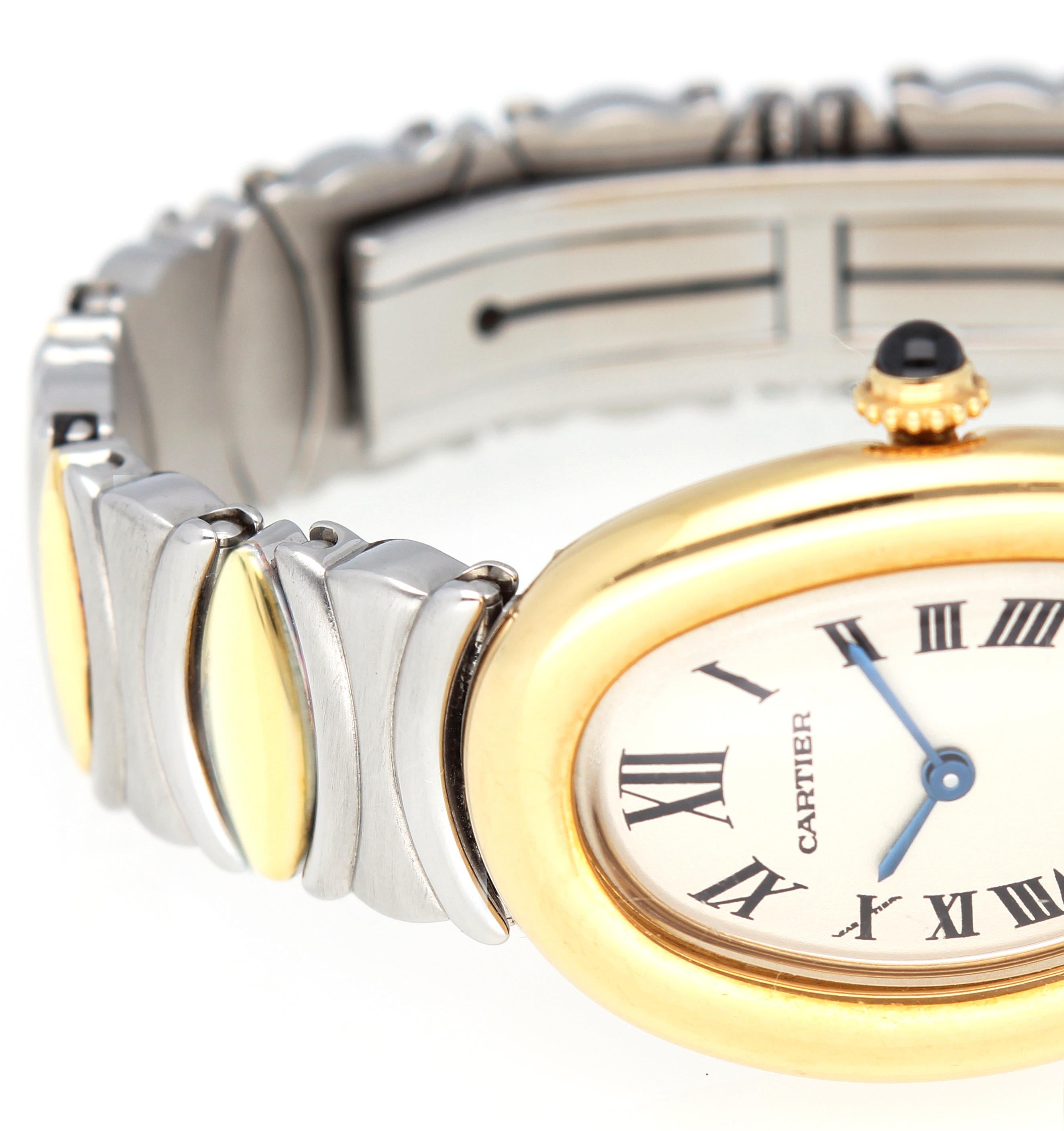 Cartier Baignoire Watch, 18 Kt Gold Case, Steel and Gold Bracelet In Excellent Condition In Rome, IT