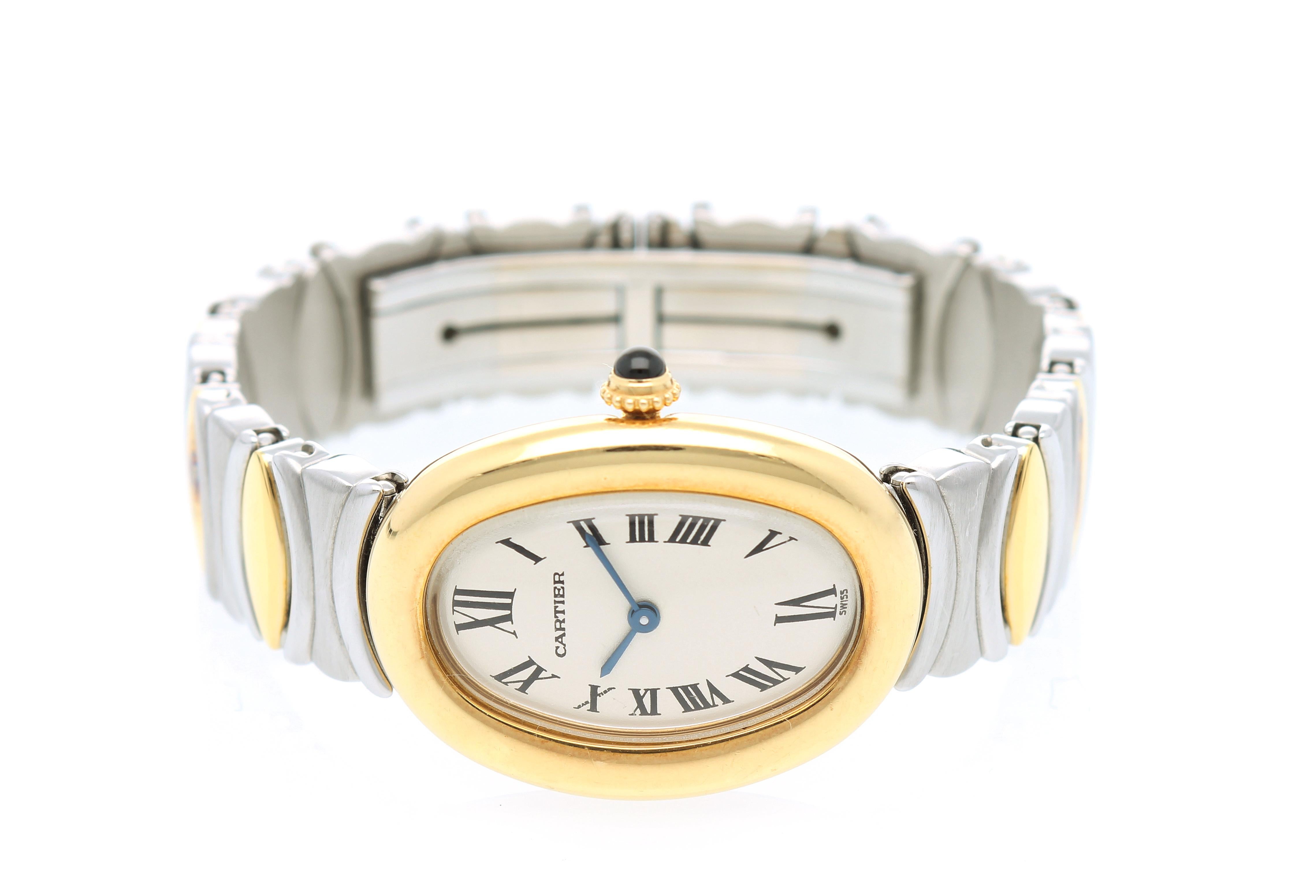 Women's Cartier Baignoire Watch, 18 Kt Gold Case, Steel and Gold Bracelet