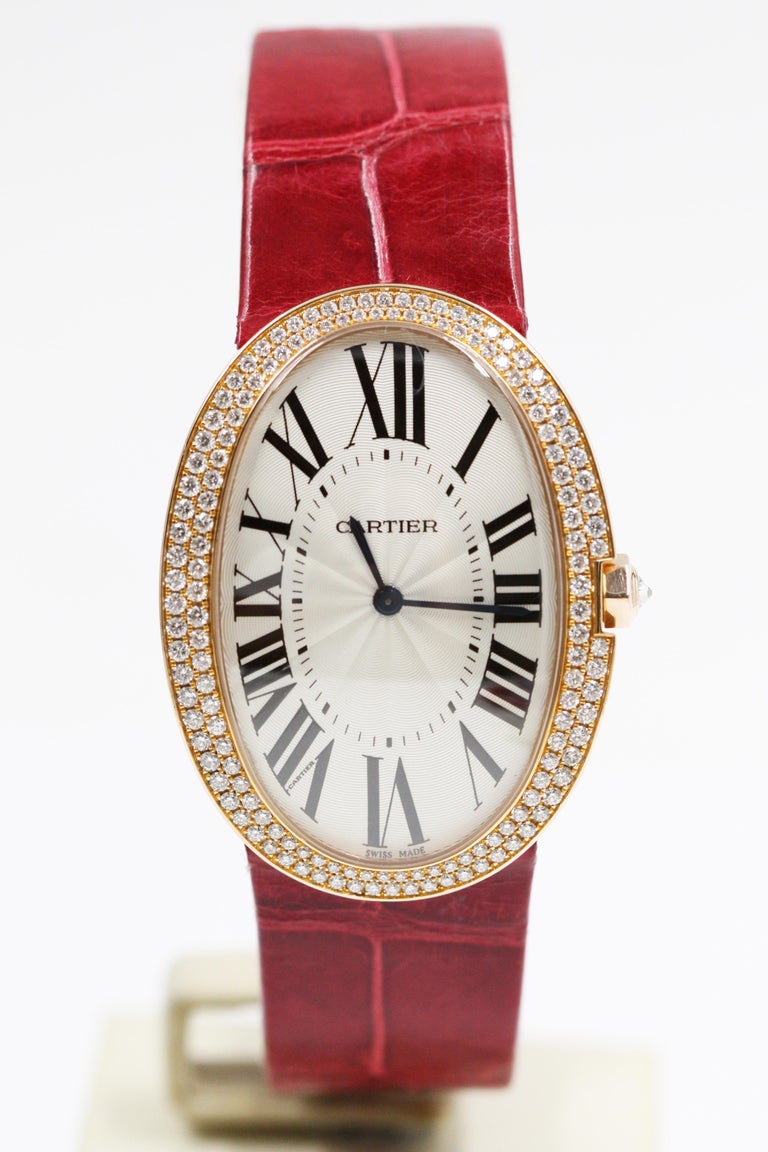 Cartier Baignoire Watch, Large Model, Rose Gold with Diamonds at 1stdibs