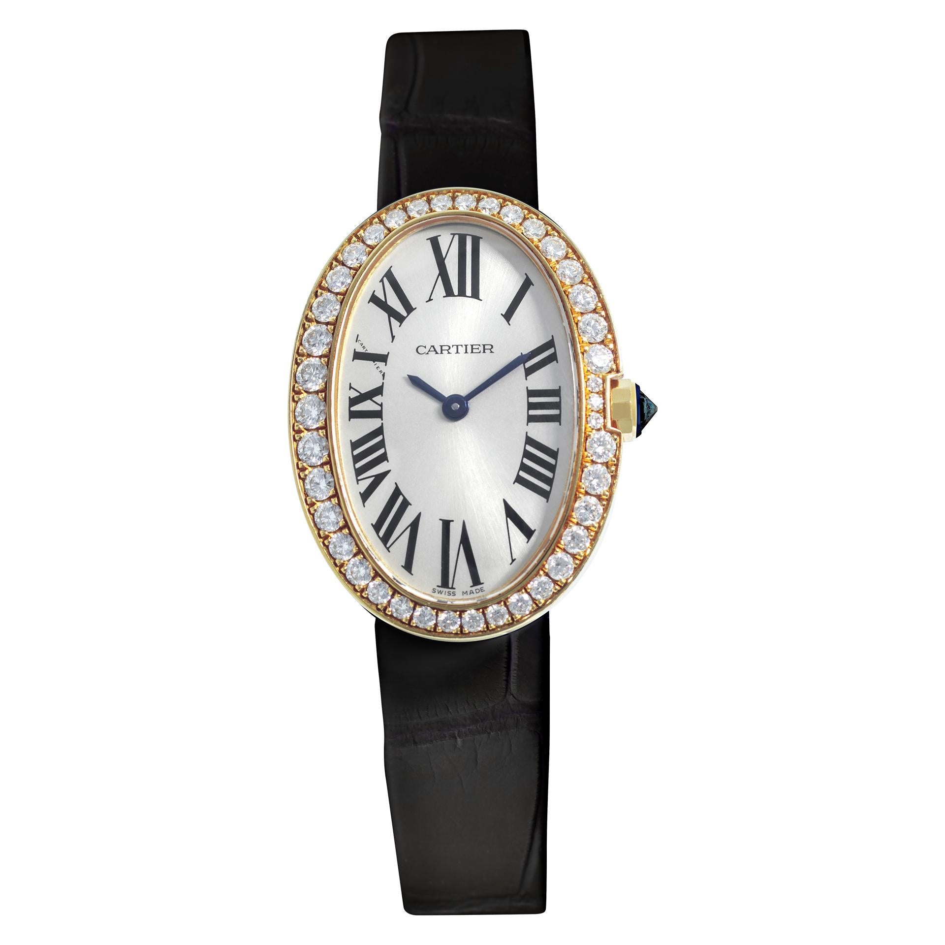 Cartier Baignoire wb520004  in yellow gold with a Silver dial 23mm Quartz watch
