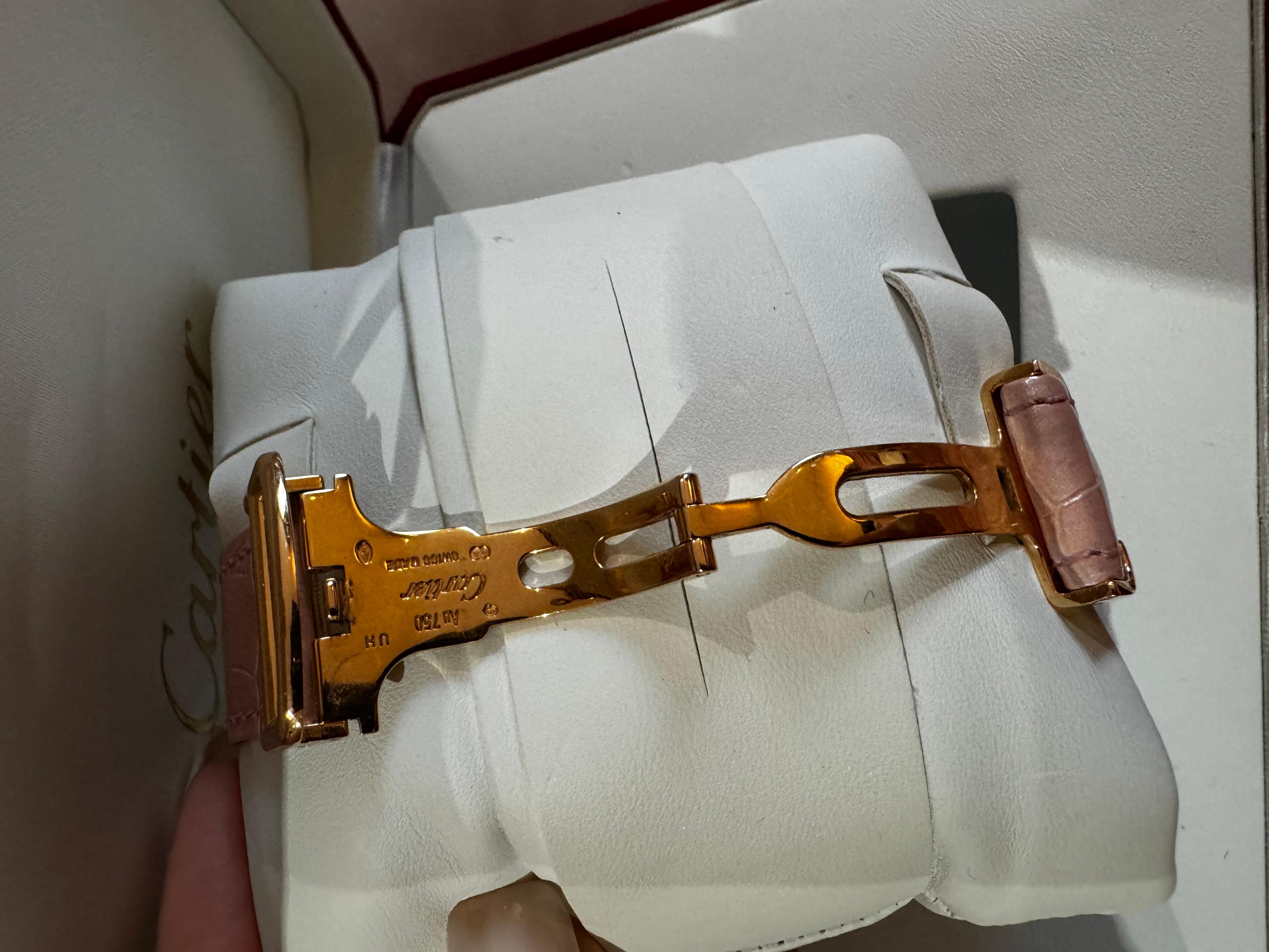 Brilliant Cut Cartier Baignoire pink Gold Diamond Ladies Watch