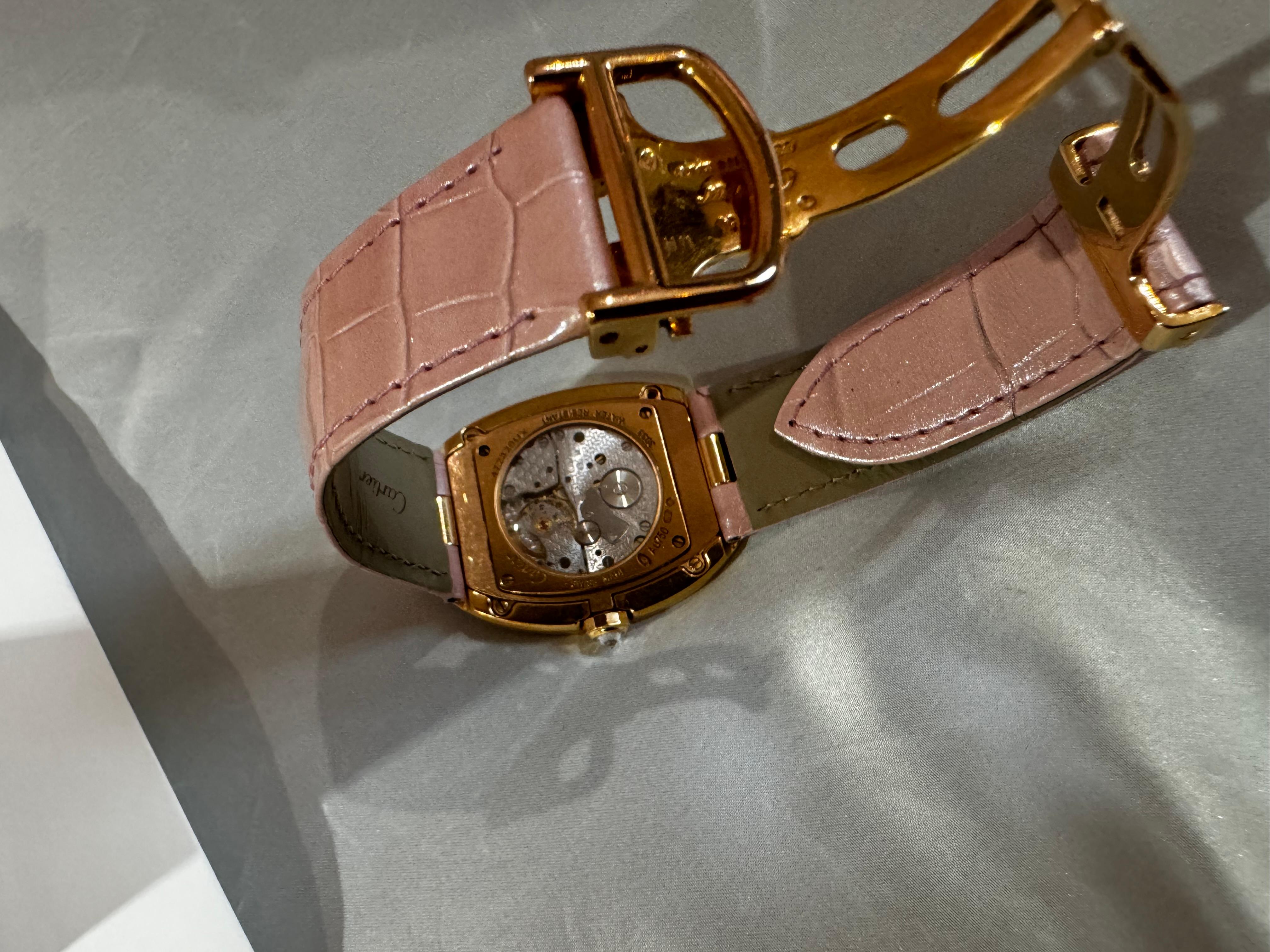 Cartier Baignoire pink Gold Diamond Ladies Watch In Excellent Condition In London, England