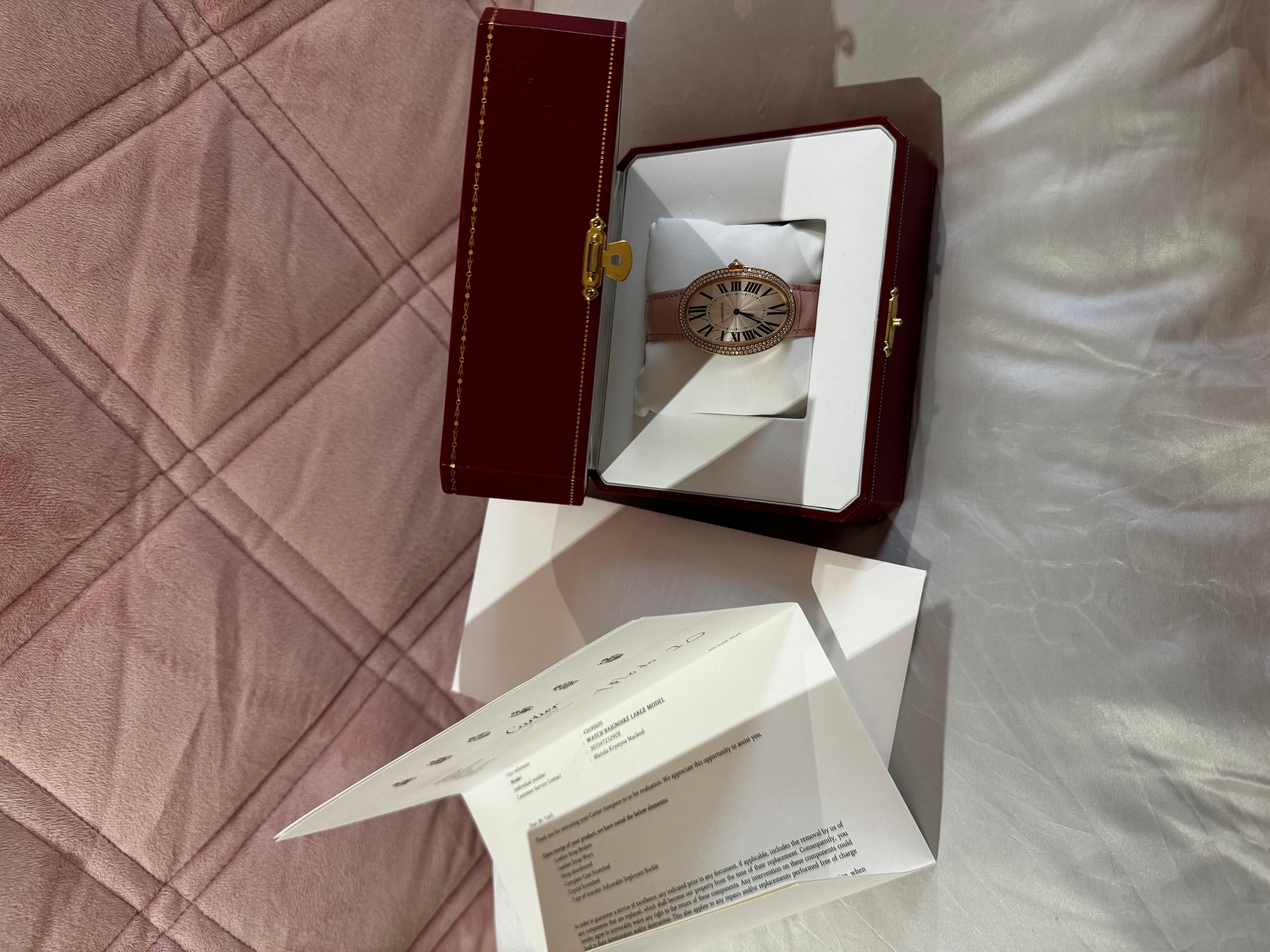 Women's or Men's Cartier Baignoire pink Gold Diamond Ladies Watch
