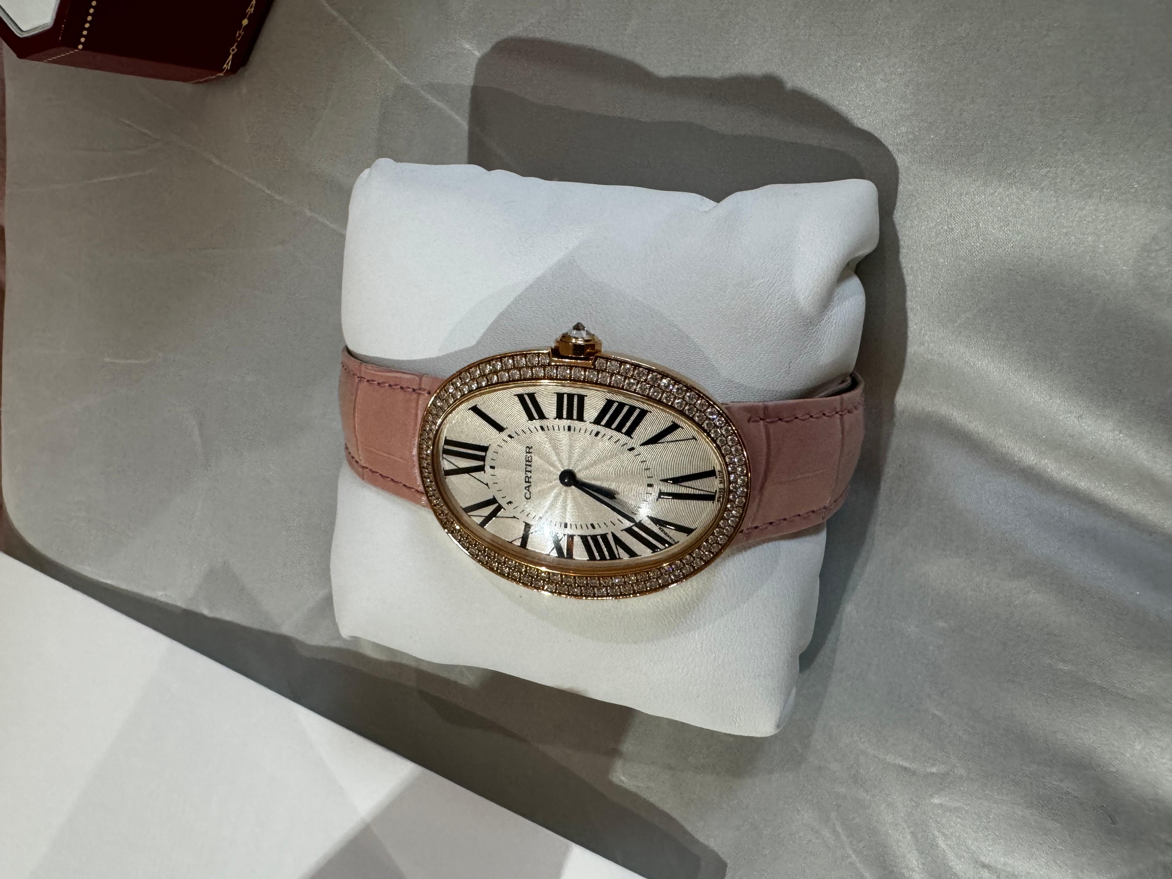 Cartier Baignoire pink Gold Diamond Ladies Watch 3