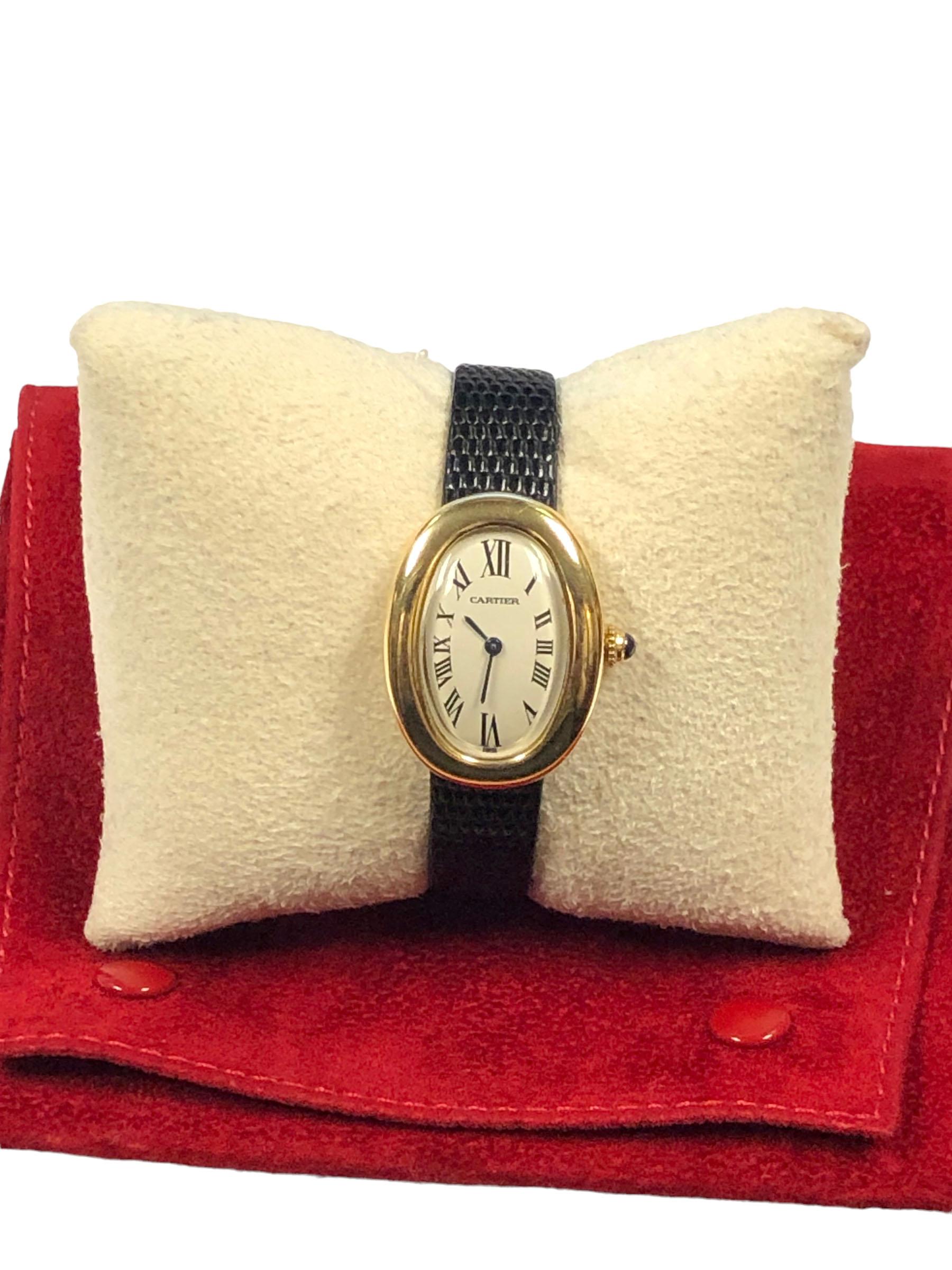  Cartier Baignoire Montre-bracelet pour femme en or jaune et quartz Pour femmes 