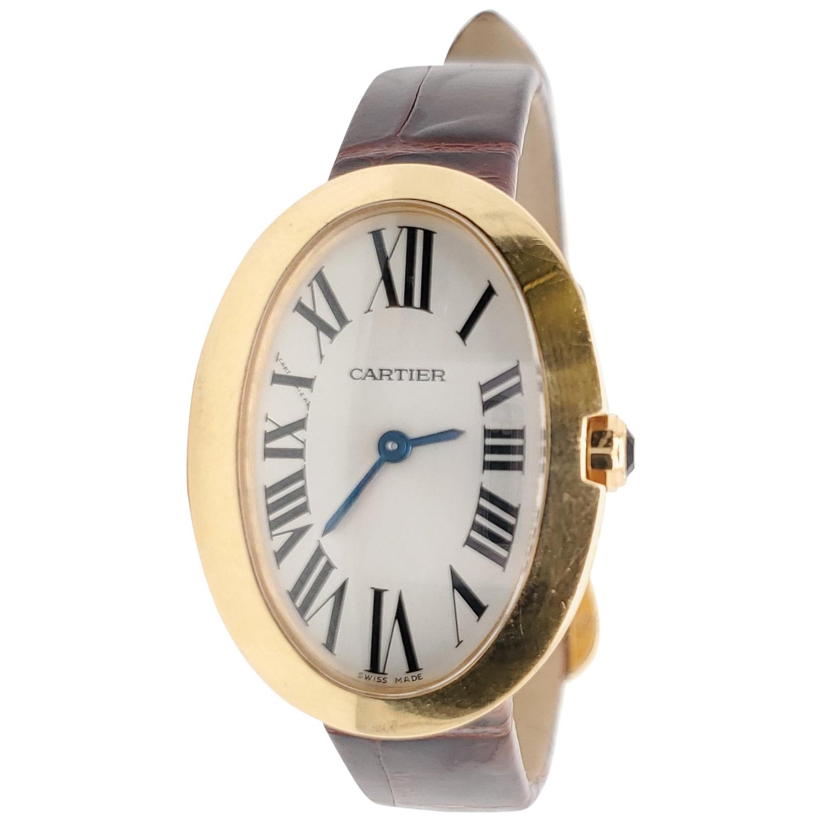 Cartier Baignoire Yellow Gold Ladies Watch on Leather Strap