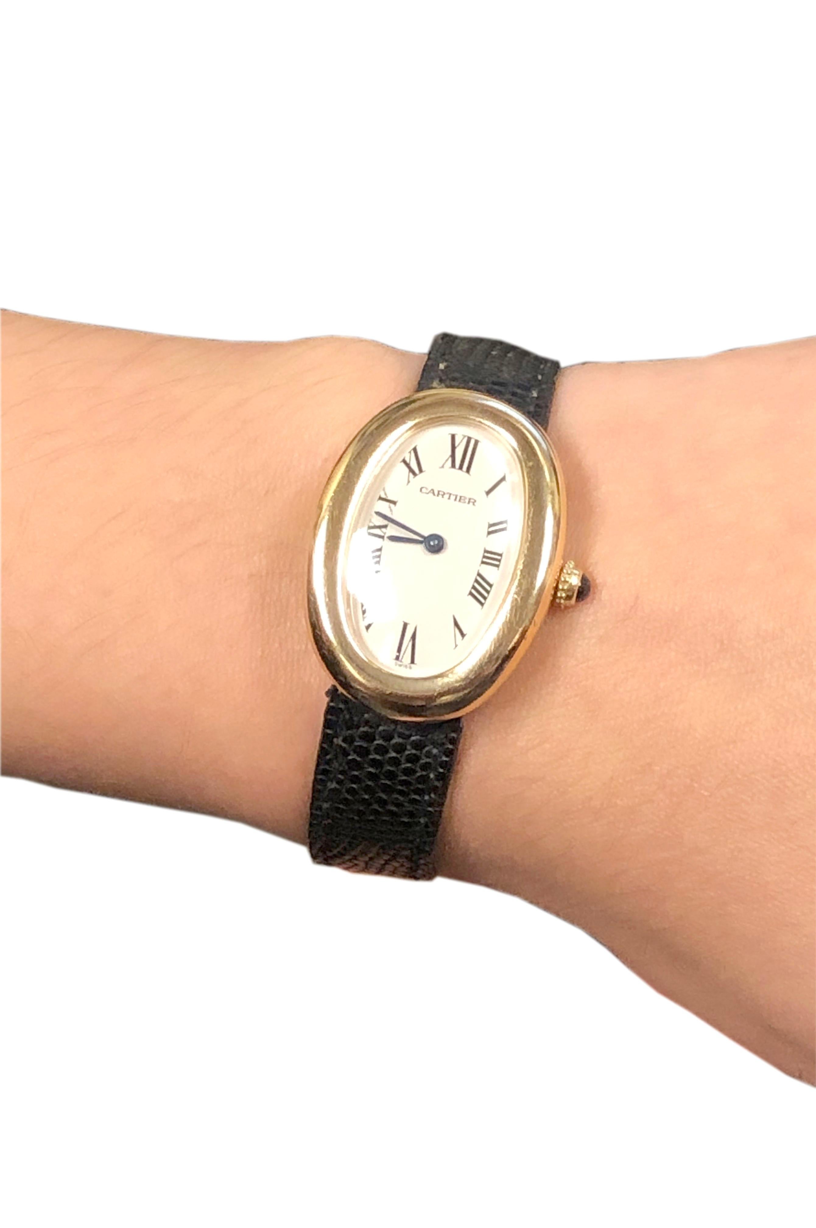 Cartier Baignoire Yellow Gold Quartz Ladies Wrist Watch 1