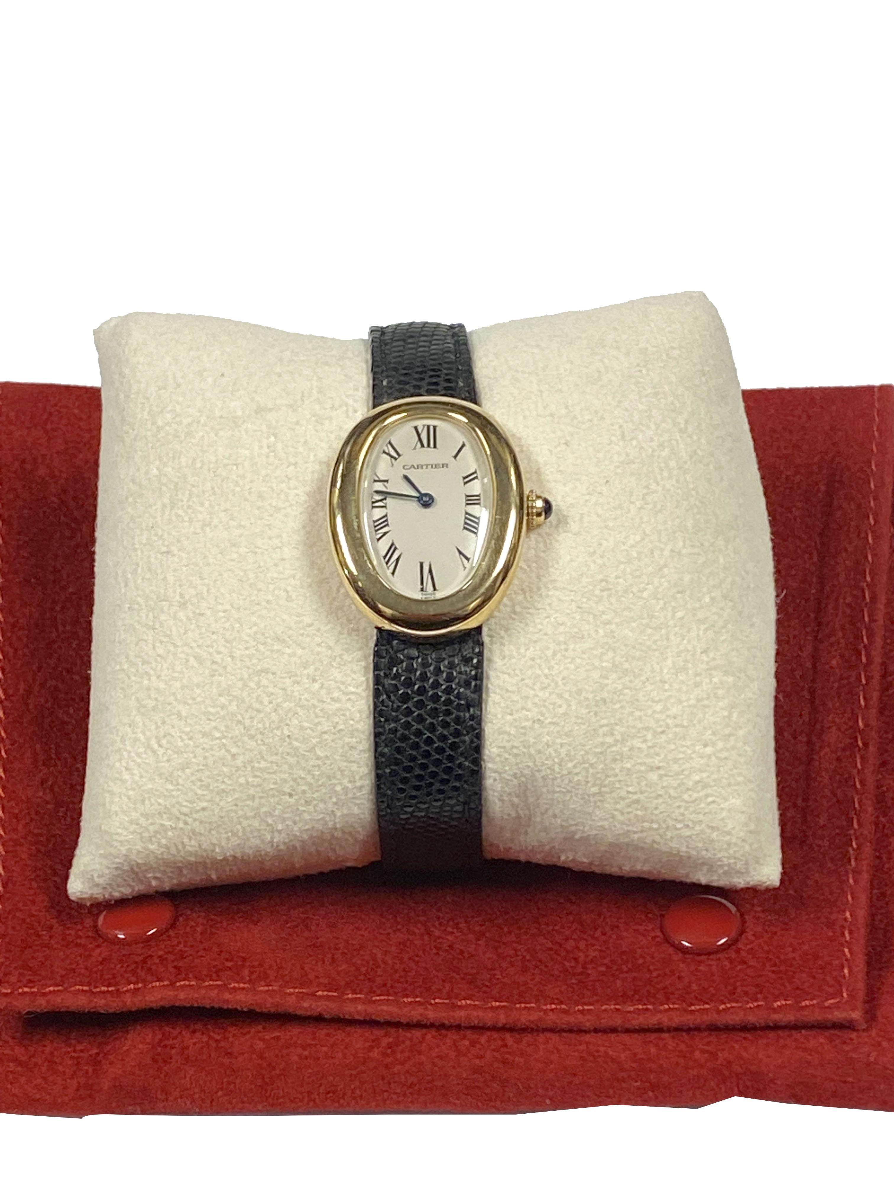 Cartier Baignoire Yellow Gold Quartz Ladies Wrist Watch 2