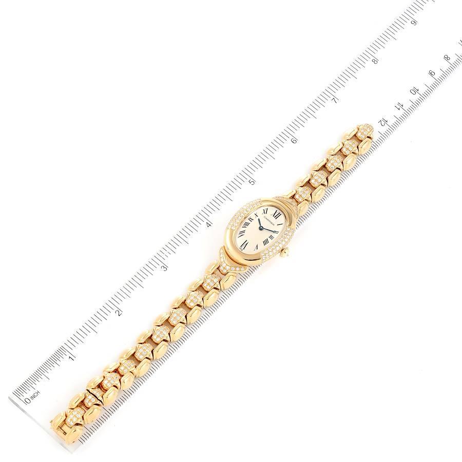 Cartier Baignoire Yellow Gold Silver Dial Diamond Ladies Watch 1812 2