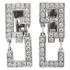 Cartier Baiser Du Dragon 18 Karat White Gold Diamond Dangle Earrings