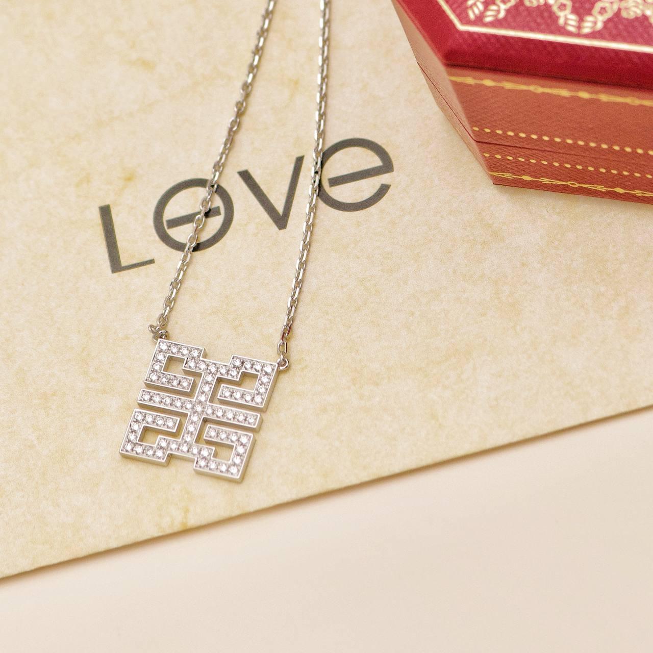 Cartier Baiser Du Dragon Diamant 18K Weißgold Anhänger Halskette im Angebot 2