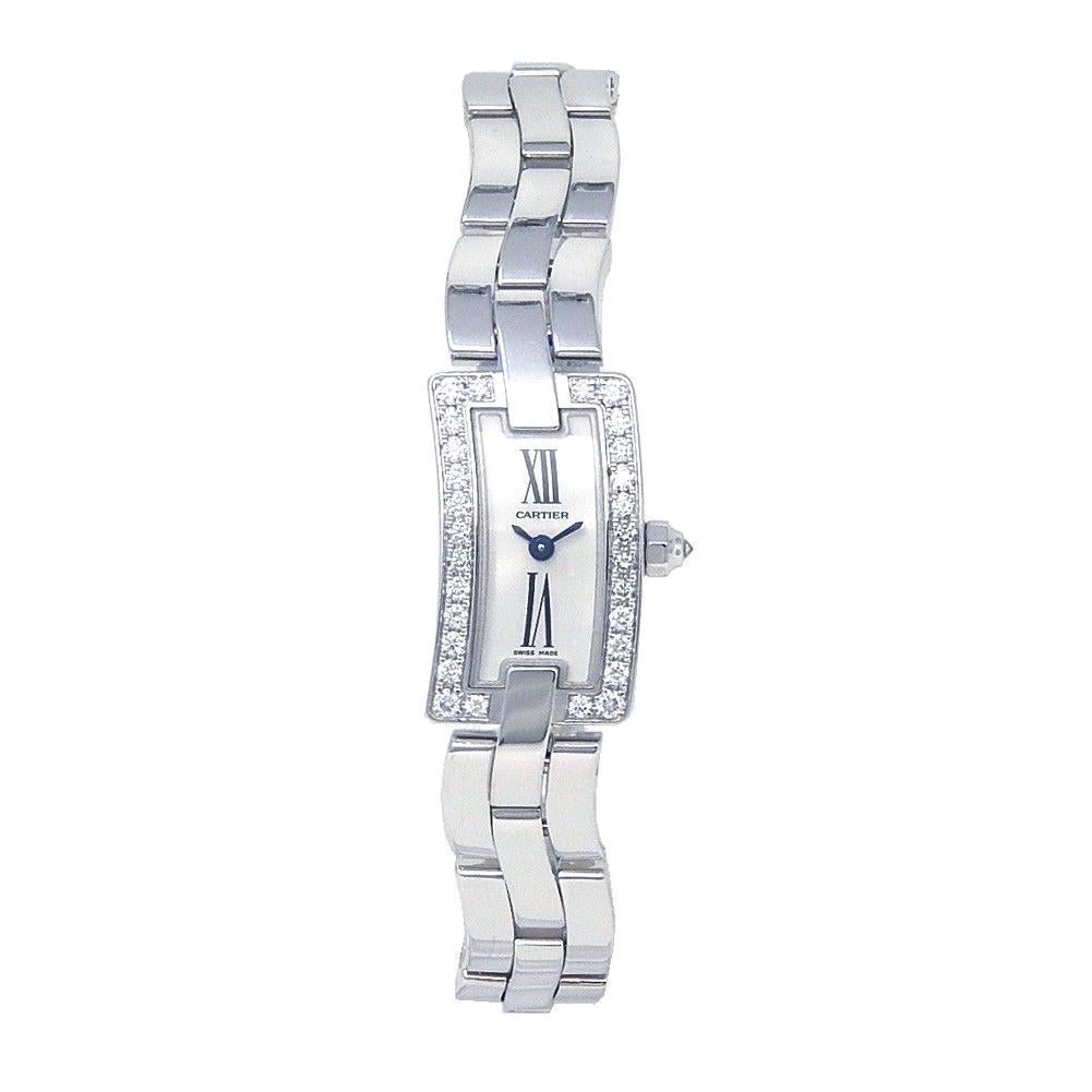 Cartier Ballerine 18 Karat White Gold Swiss Quartz Diamond Ladies Watch WG40033J For Sale