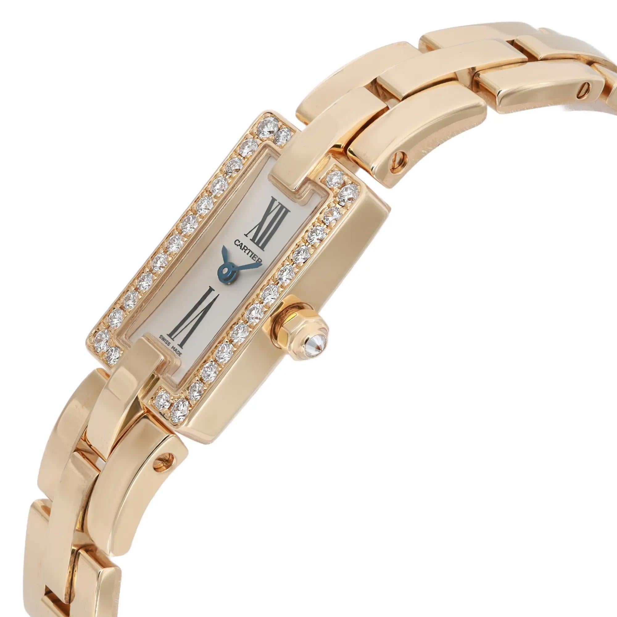 Cartier Ballerine 18k Rose Gold Silver Dial Diamond Ladies Watch 2992 In condizioni buone in vendita a New York, NY