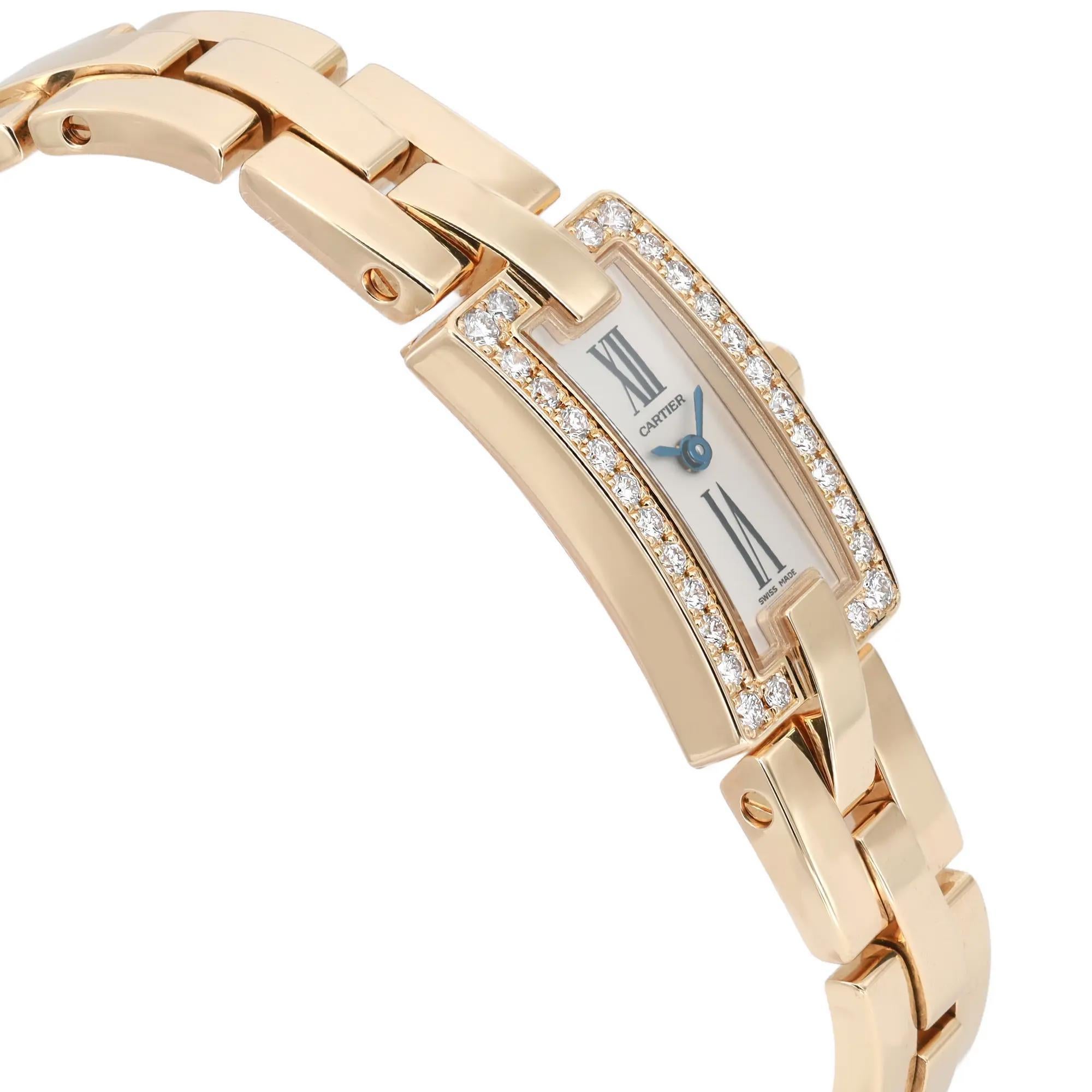 Donna Cartier Ballerine 18k Rose Gold Silver Dial Diamond Ladies Watch 2992 in vendita