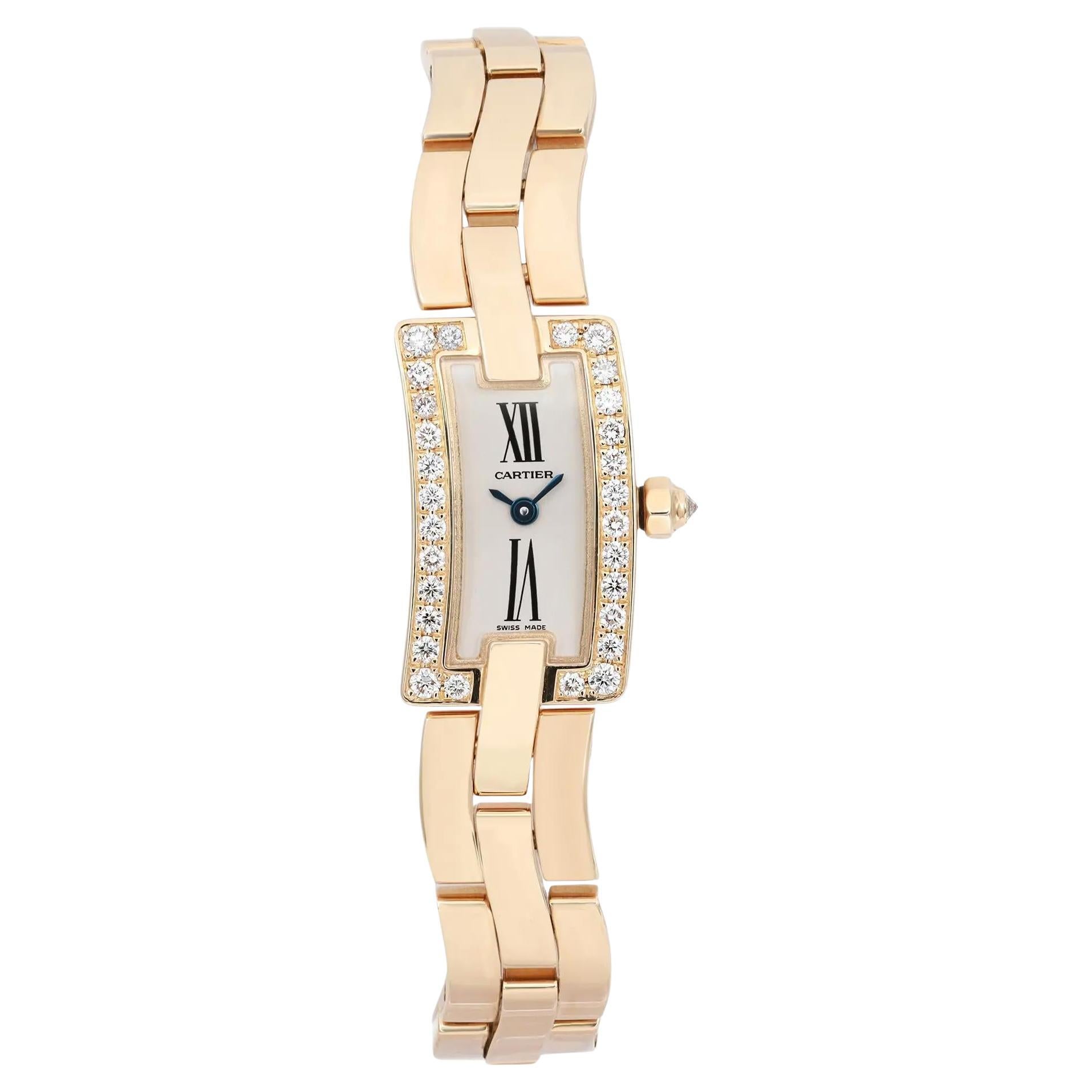 Cartier Ballerine 18k Roségold Silber Zifferblatt Diamant-Damenuhr 2992