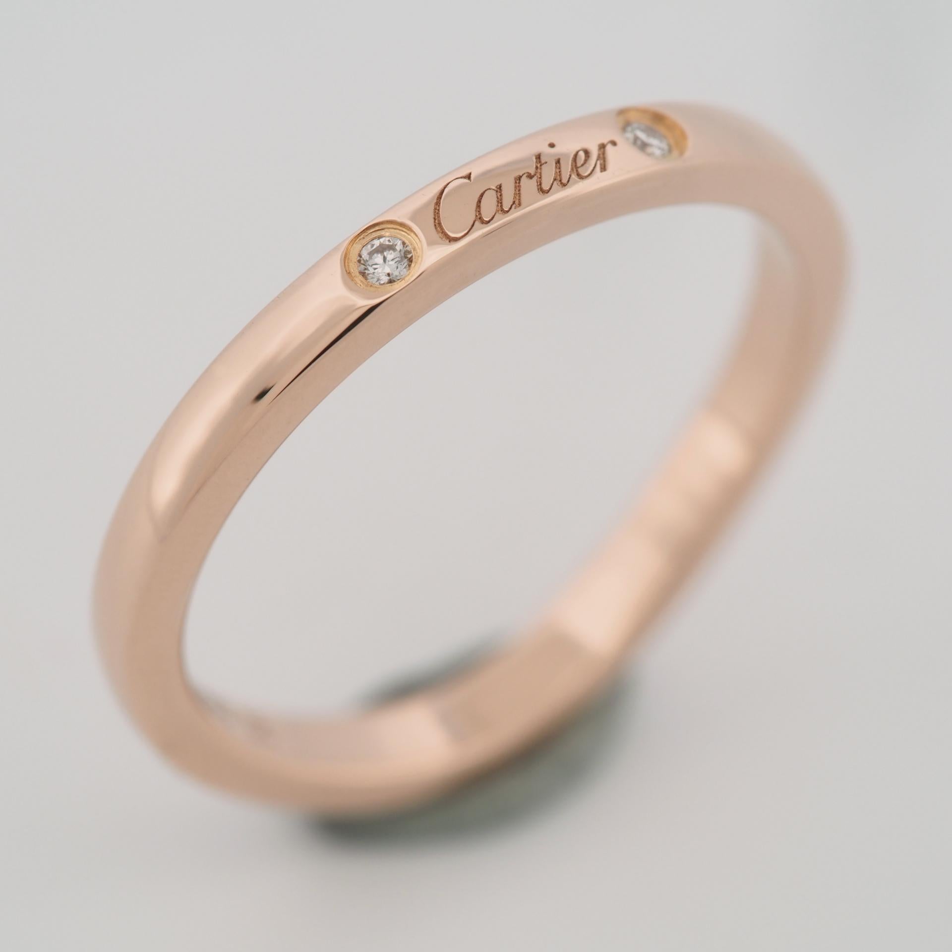 Round Cut Cartier Ballerine 3P Diamonds Wedding Band Ring Rose Gold 49