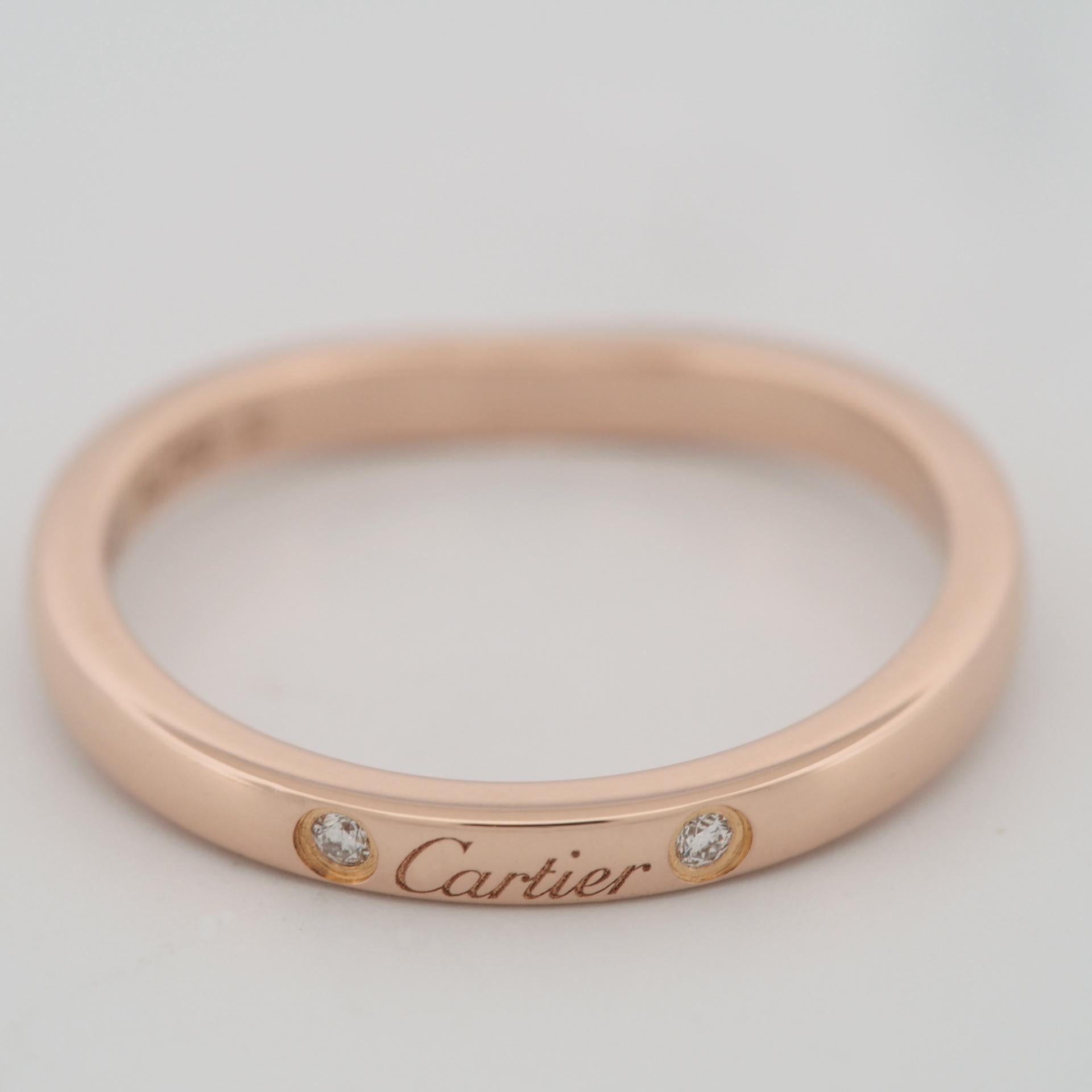 Cartier Ballerine 3P Diamonds Wedding Band Ring Rose Gold 49 In Good Condition In Kobe, Hyogo