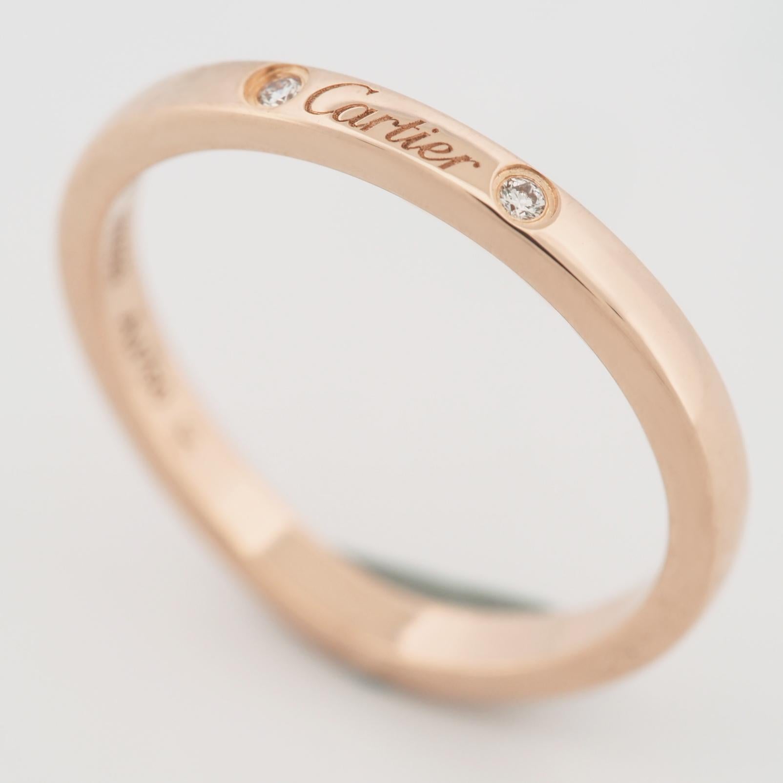 Item: Authentic Cartier Ballerine Wedding Band Ring
Stones: 3 Diamonds ( total 0.01 carats )
Metal: 18K Rose Gold
Ring Size: 49 US SIZE 4.75 UK SIZE J
Internal Diameter: 15.65 mm
Measurement: 1.9 - 2 mm width
Weight: 2.3 Grams
Condition: Used (
