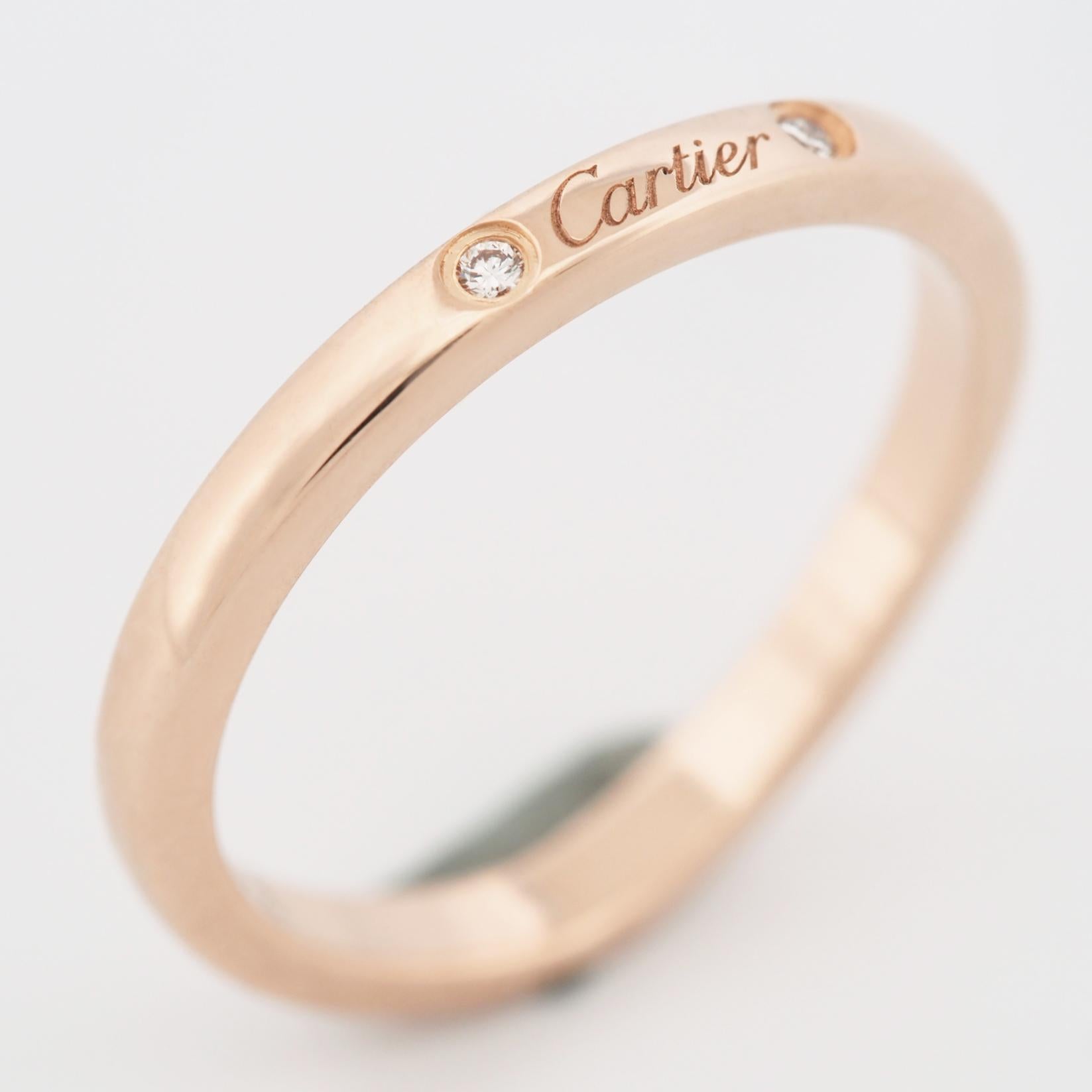 Round Cut Cartier Ballerine 3P Diamonds Wedding Band Ring Rose Gold 49 US 4.75