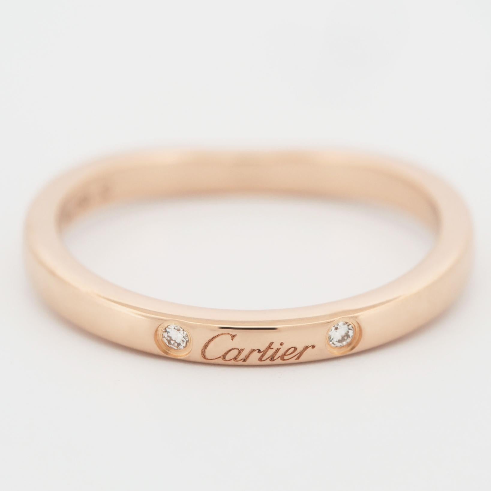 Cartier Ballerine 3P Diamonds Wedding Band Ring Rose Gold 49 US 4.75 In Good Condition In Kobe, Hyogo