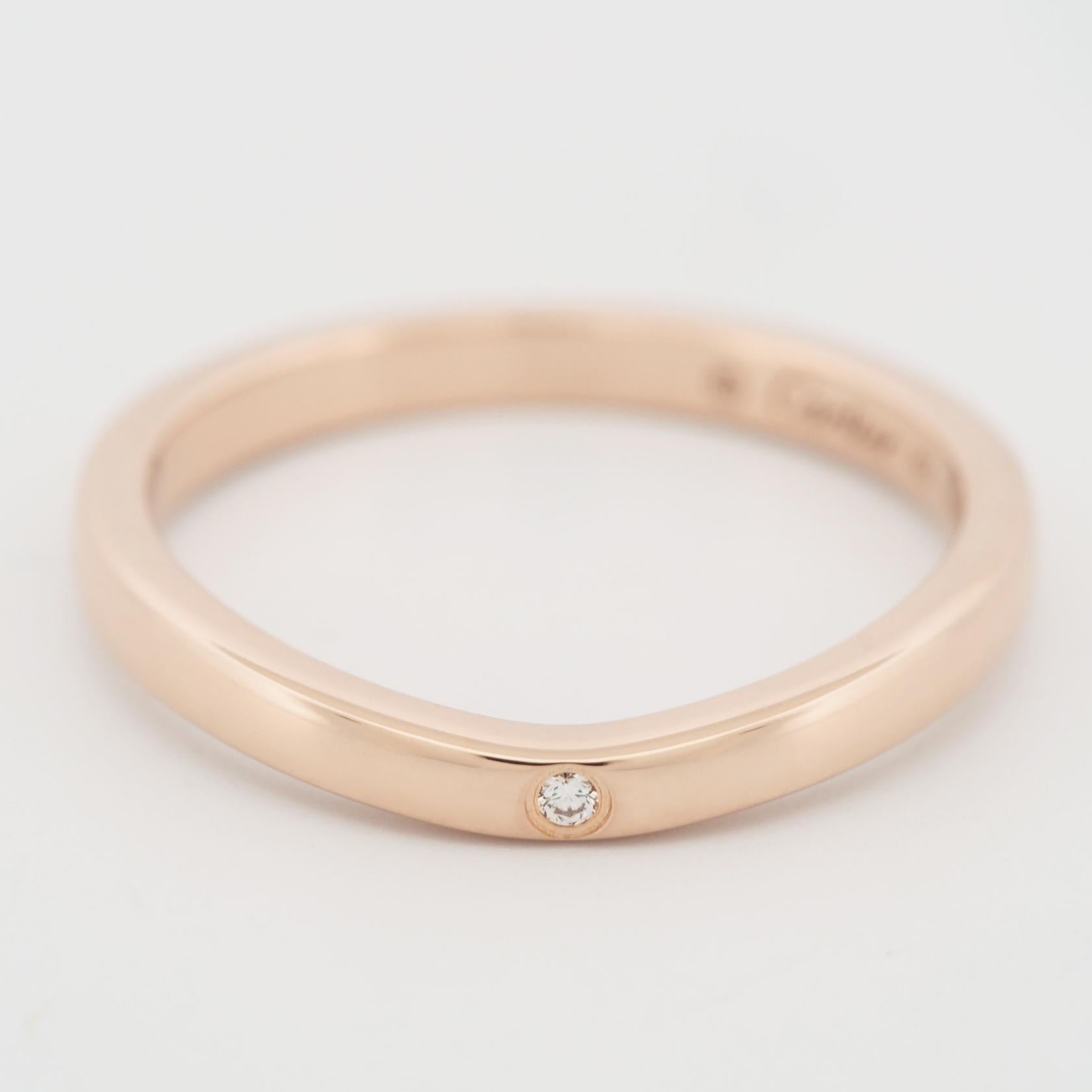 Women's Cartier Ballerine 3P Diamonds Wedding Band Ring Rose Gold 49 US 4.75
