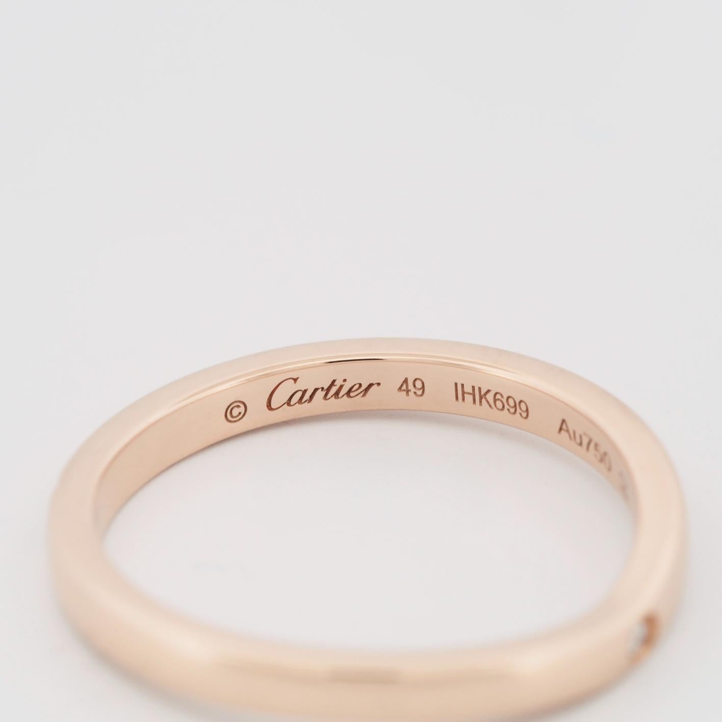 Cartier Ballerine 3P Diamonds Wedding Band Ring Rose Gold 49 US 4.75 1