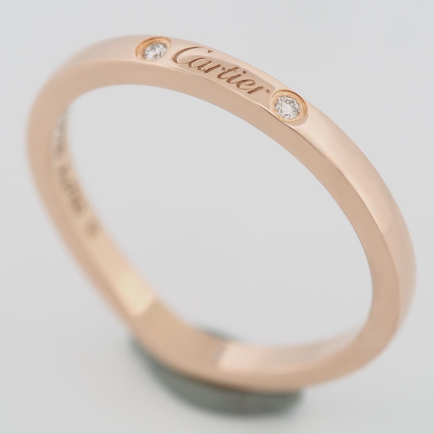 Artículo Anillo de Boda Auténtico Cartier Ballerine
Piedras: 3 Diamantes ( total 0,01 quilates )
Metal: Oro rosa de 18 quilates
Tamaño del anillo: 51 US SIZE 5.5 UK SIZE K 1/2
Diámetro interior: 16.25 mm
Medida: 1,9 - 2 mm de ancho
Peso: 2.3