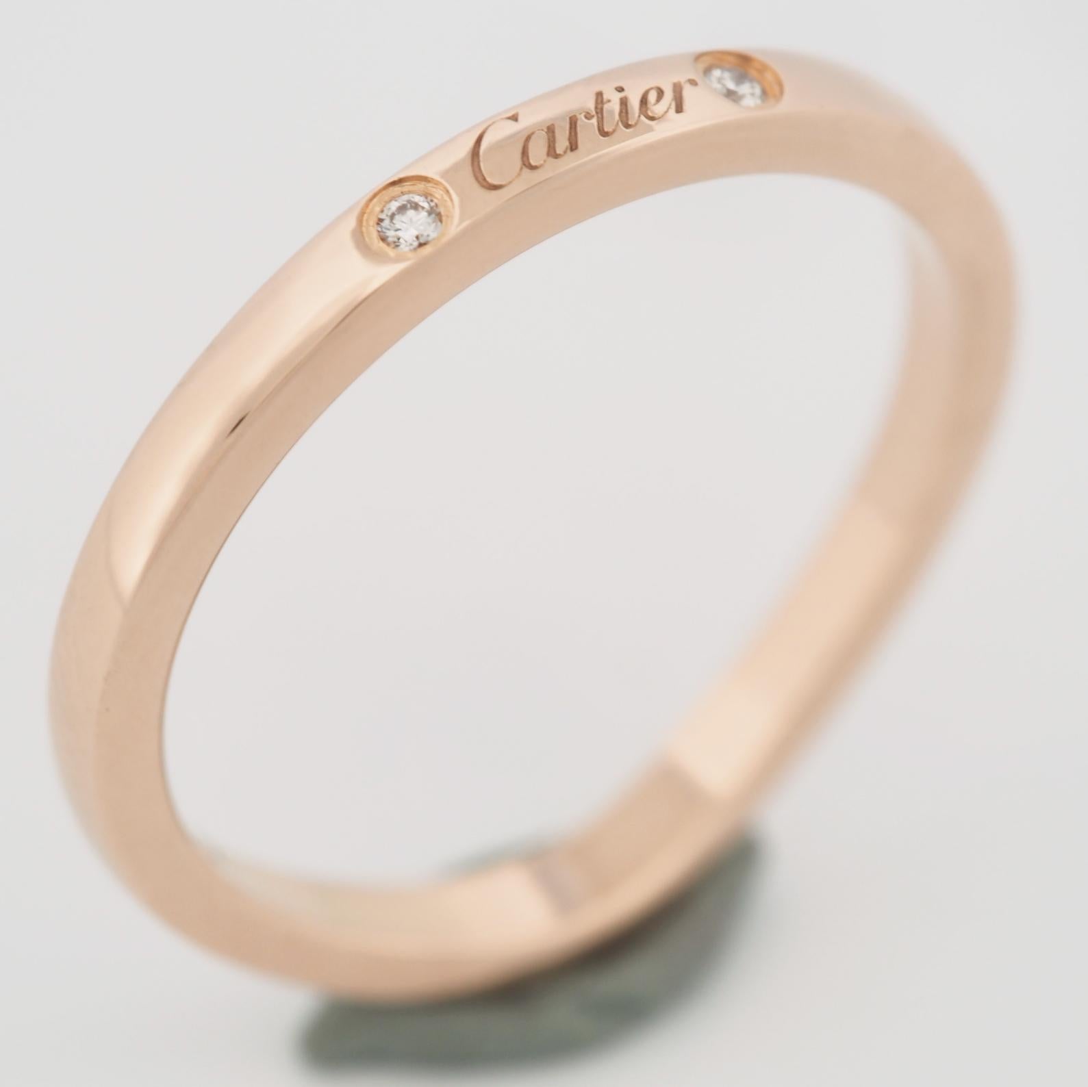 Cartier Ballerine 3P Diamantes Alianza Oro Rosa 51 US 5.5 Corte redondo en venta