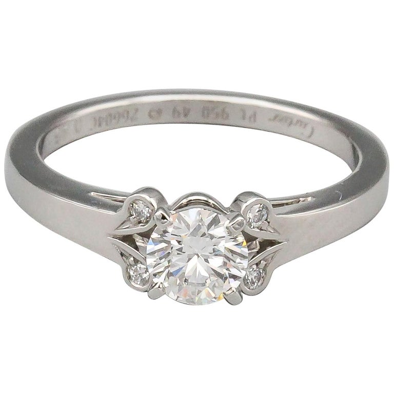 Cartier Bague de fiançailles Ballerine en platine et diamants F VVS2 0,35  carat En vente sur 1stDibs
