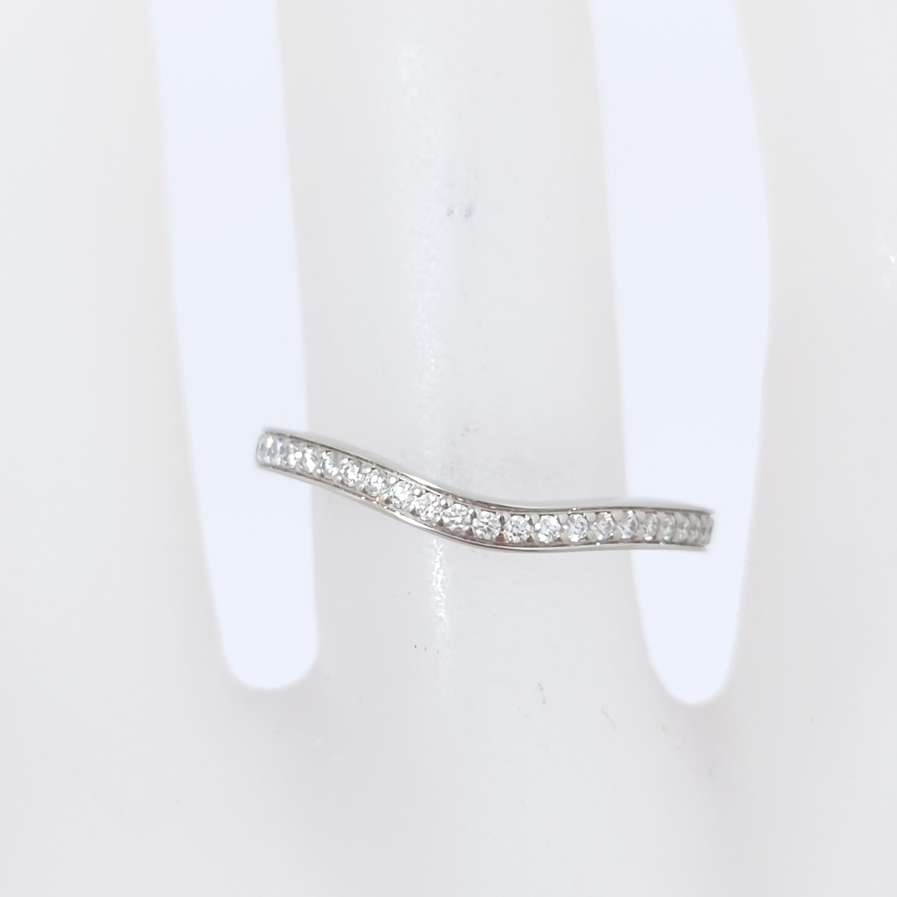 Cartier Ballerine curved Half Diamond Ring Pt950 US5.25 4