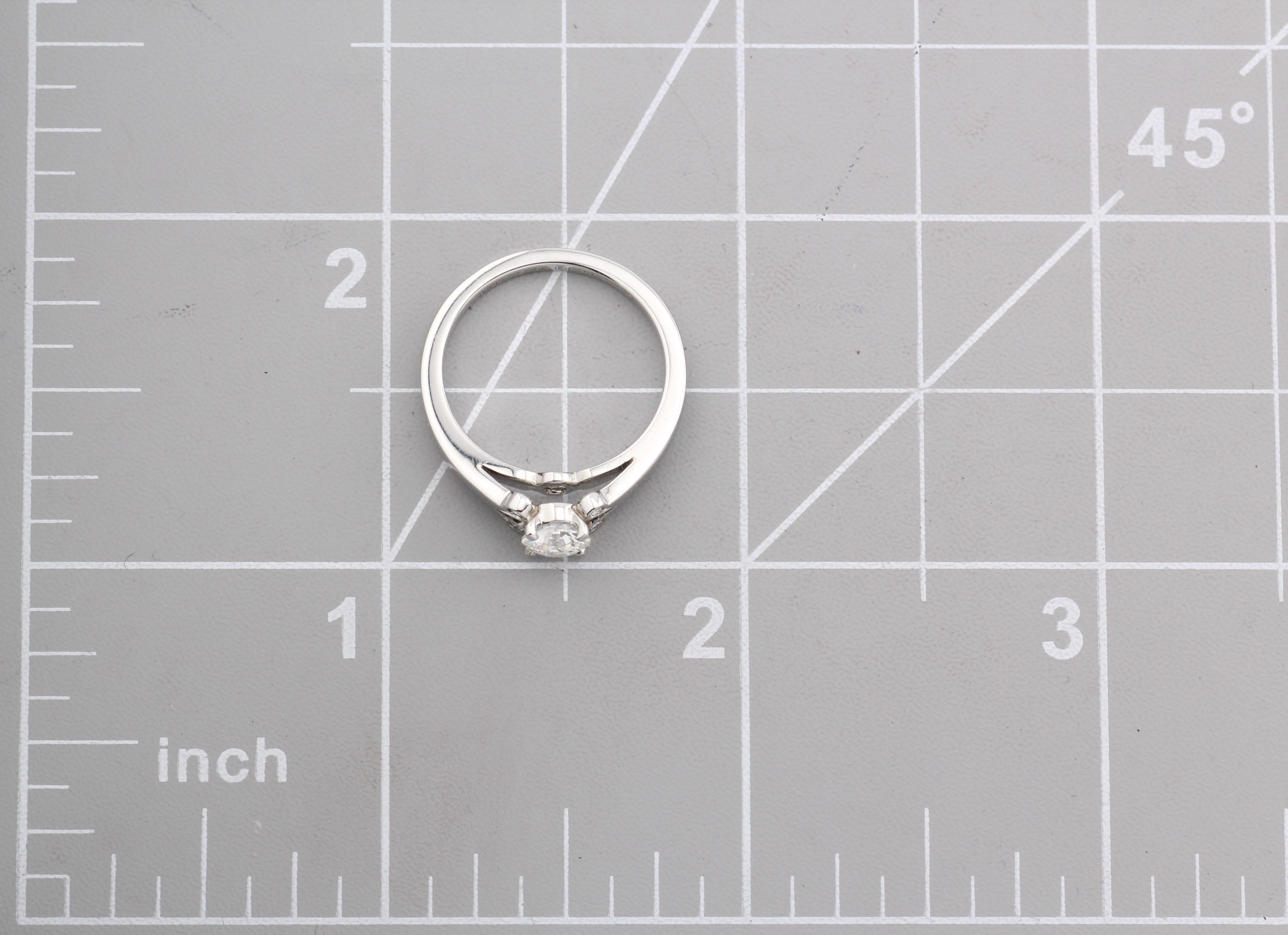 Cartier Bague de fiançailles en platine avec diamant GIA Cert .45 F VVS1 Taille 4.75 en vente 7