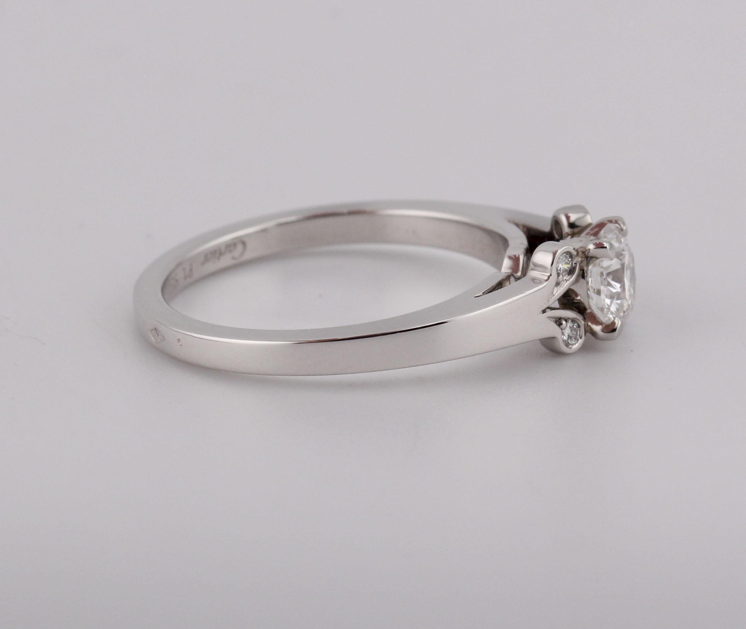 Cartier Bague de fiançailles en platine avec diamant GIA Cert .45 F VVS1 Taille 4.75 Excellent état - En vente à Simpsonville, SC