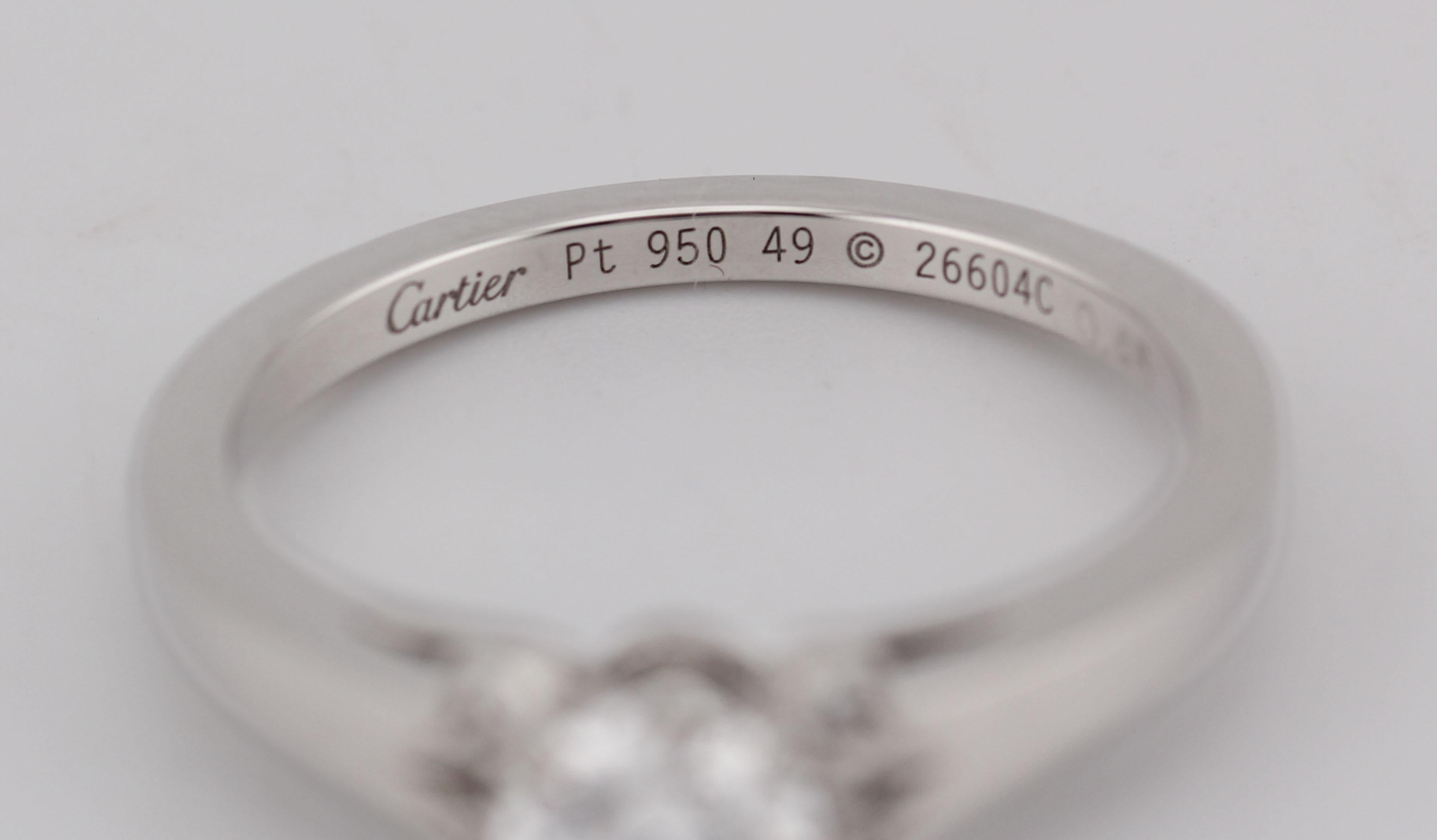 Cartier Bague de fiançailles en platine avec diamant GIA Cert .45 F VVS1 Taille 4.75 en vente 3