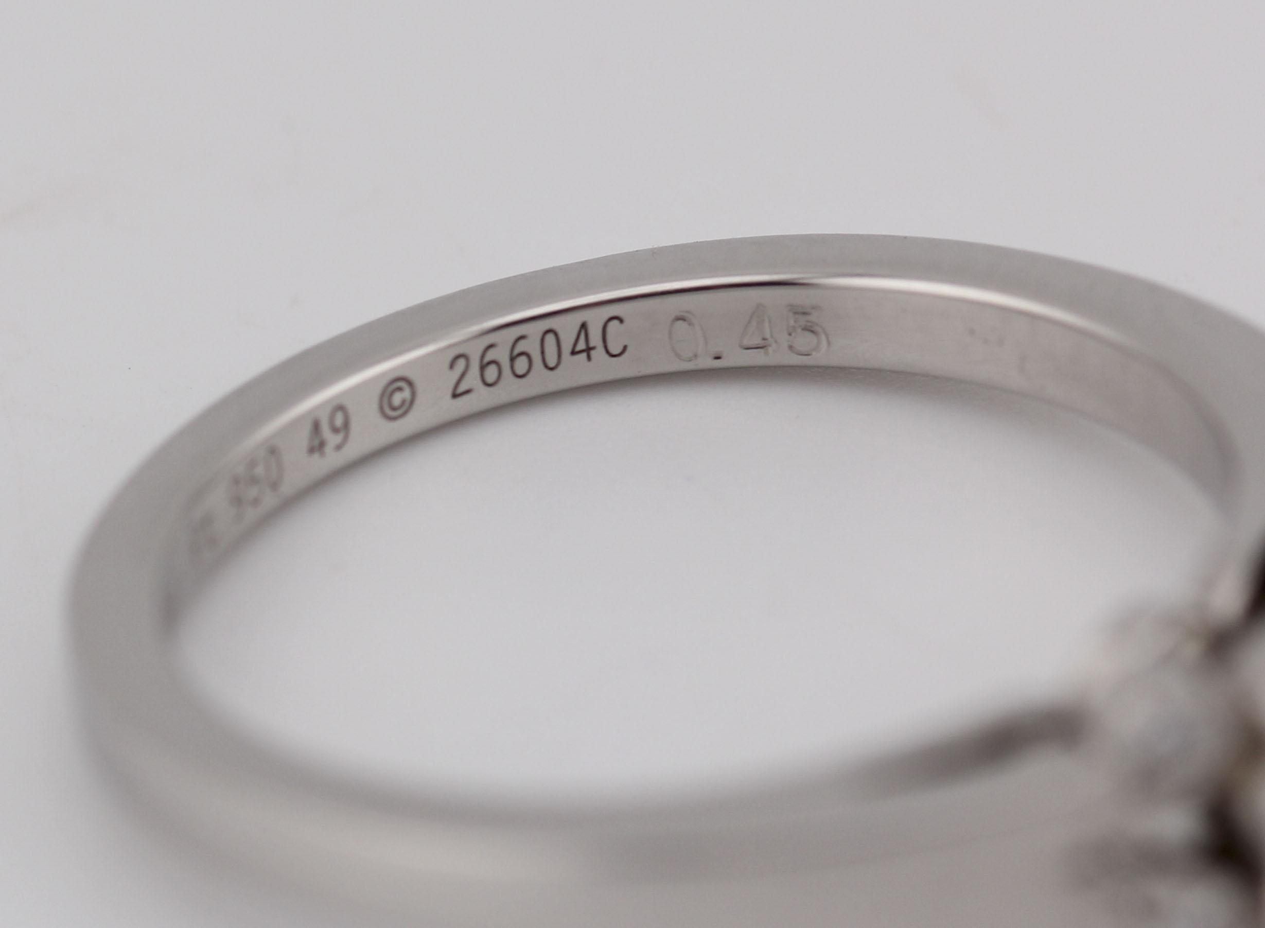 Cartier Bague de fiançailles en platine avec diamant GIA Cert .45 F VVS1 Taille 4.75 en vente 4