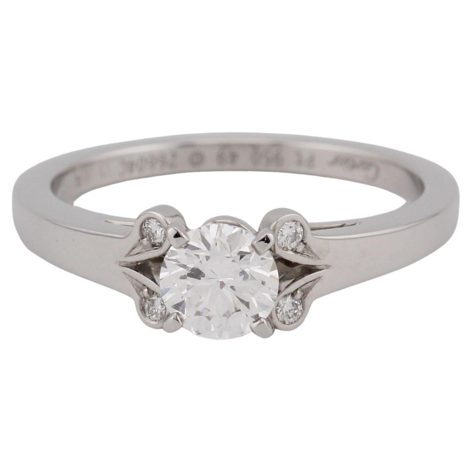 Cartier Bague de fiançailles en platine avec diamant GIA Cert .45 F VVS1 Taille 4.75