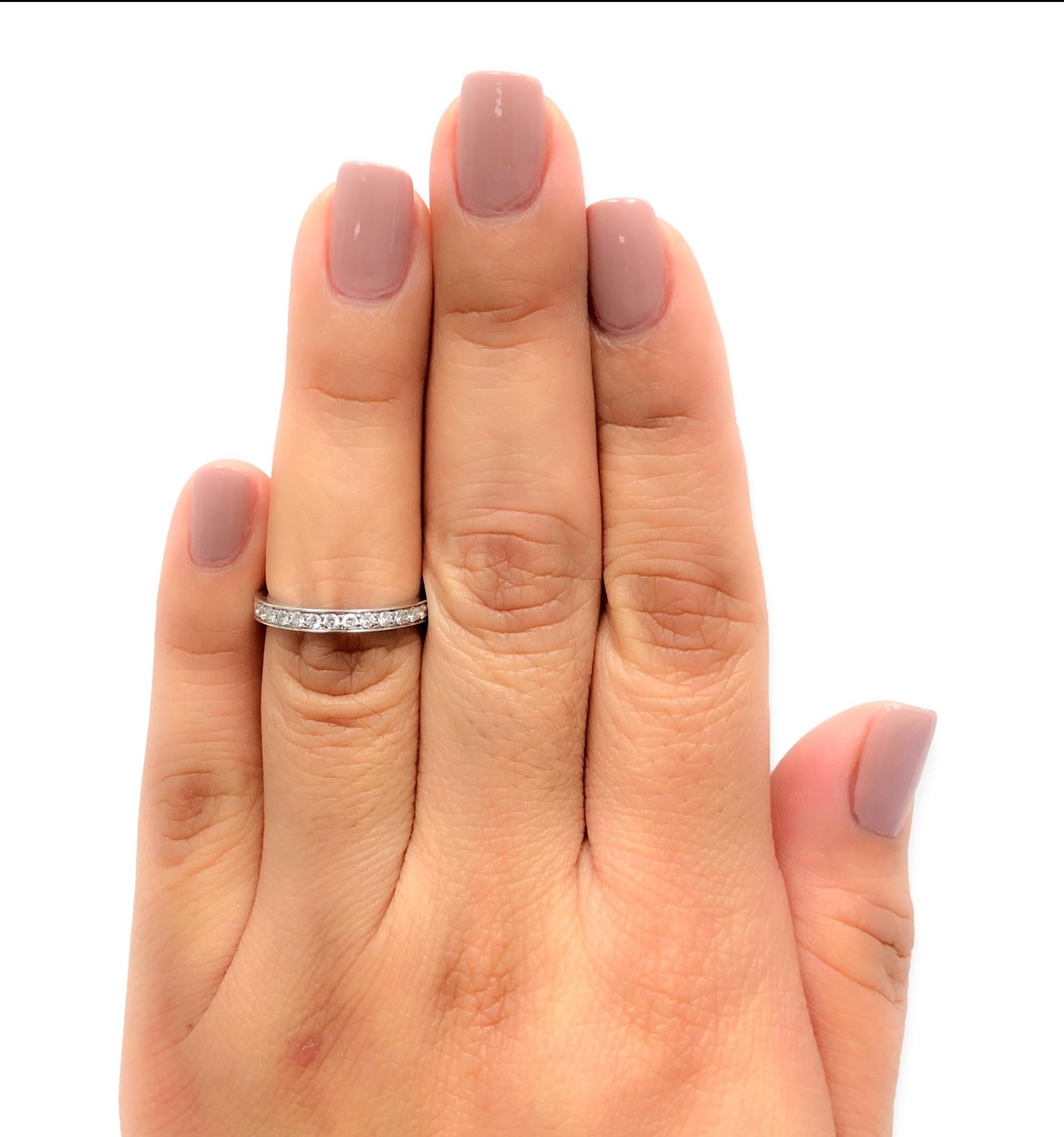 Modern Cartier Ballerine Platinum Channel Set Diamond Eternity Band Ring .40cts TW For Sale