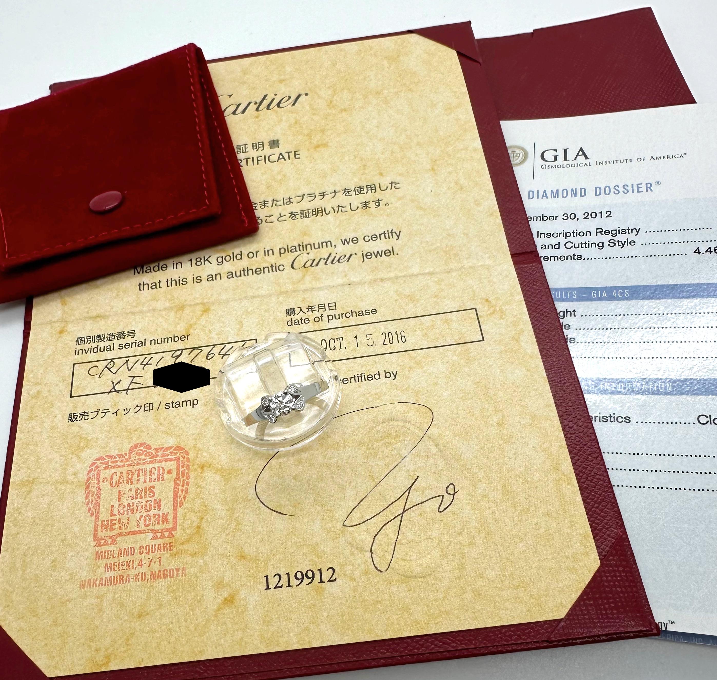 Cartier Ballerine Runder Brillant Diamant 0,36 tcw FVVS1 Verlobungsring COA GIA (Rundschliff) im Angebot