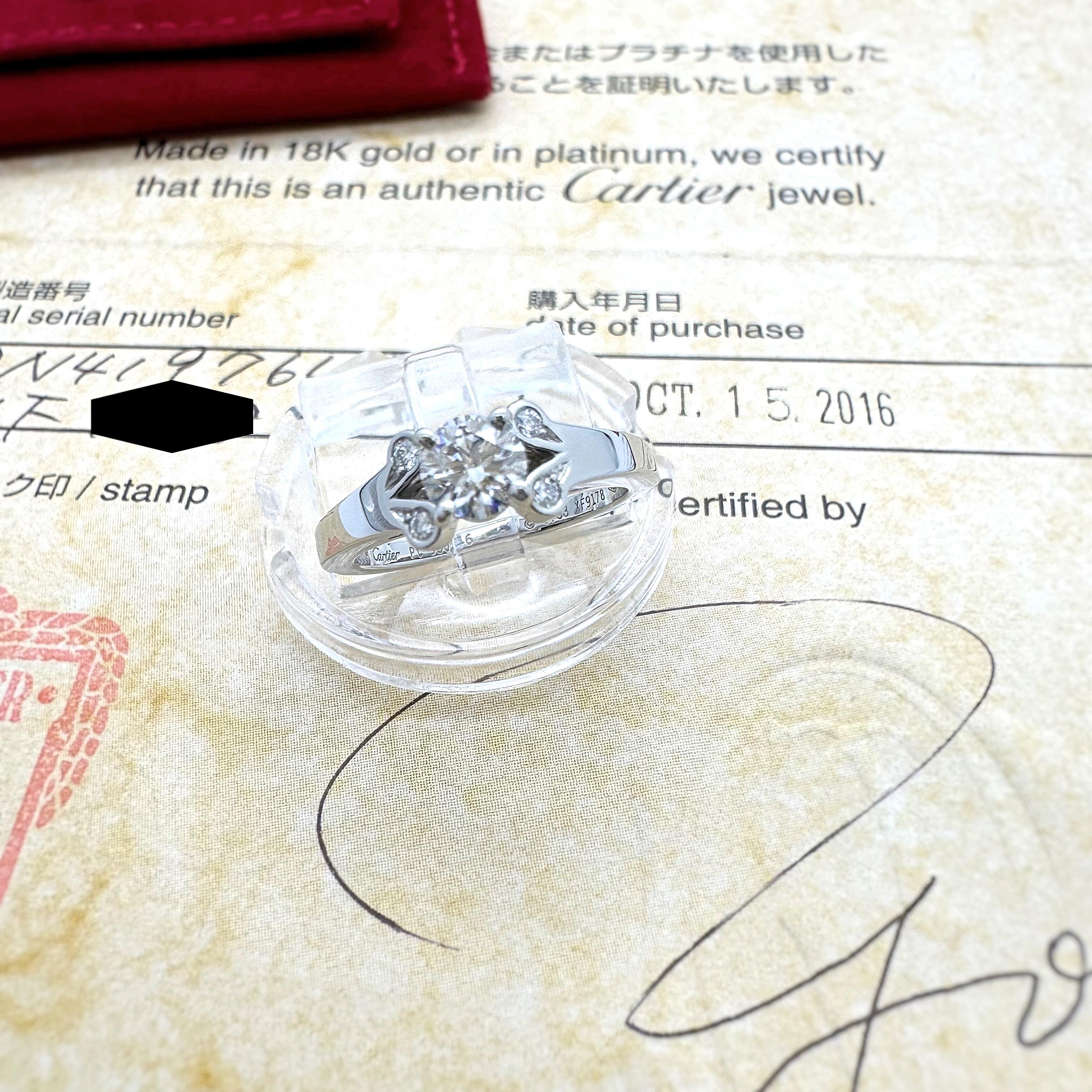 Cartier Ballerine Runder Brillant Diamant 0,36 tcw FVVS1 Verlobungsring COA GIA im Zustand „Hervorragend“ im Angebot in San Diego, CA