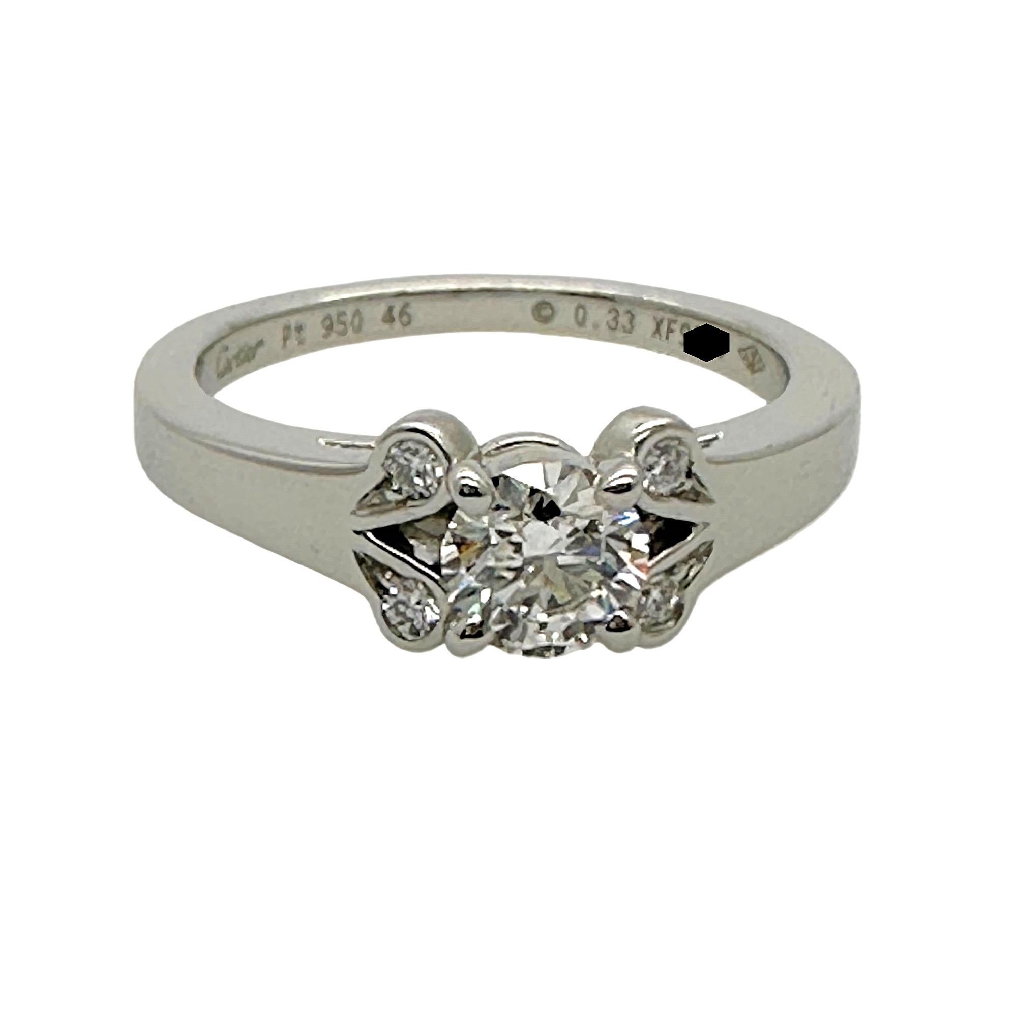 Cartier Ballerine Runder Brillant Diamant 0,36 tcw FVVS1 Verlobungsring COA GIA im Angebot 3