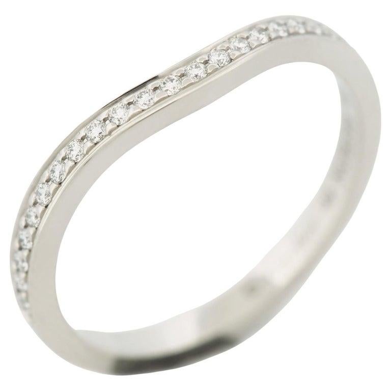 Cartier Ballerine Semi Paved Diamonds Wedding Band Ring Pt 49 In condizioni buone in vendita a Kobe, Hyogo