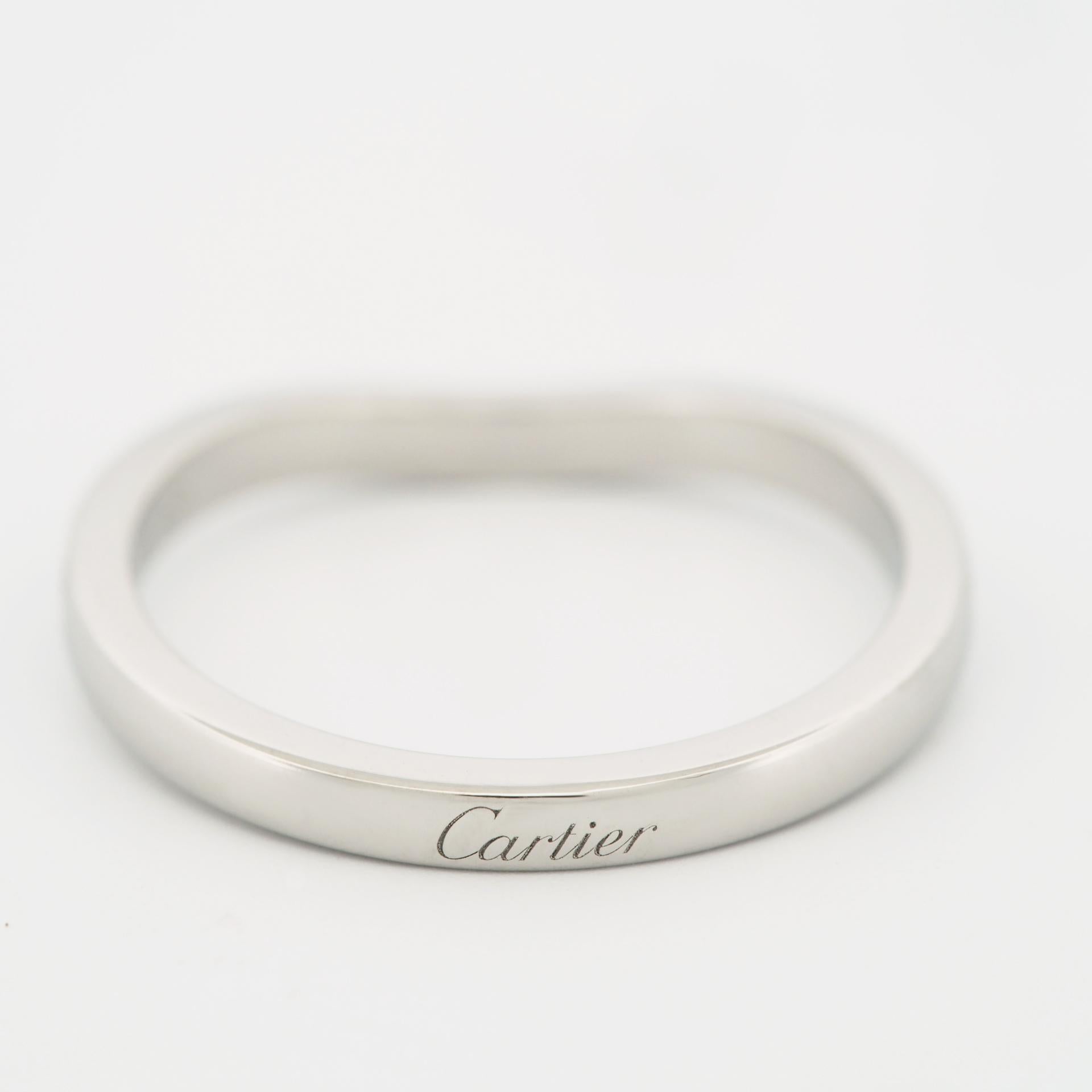 Cartier Ballerine Semi Paved Diamonds Wedding Band Ring Pt 49 in vendita 2