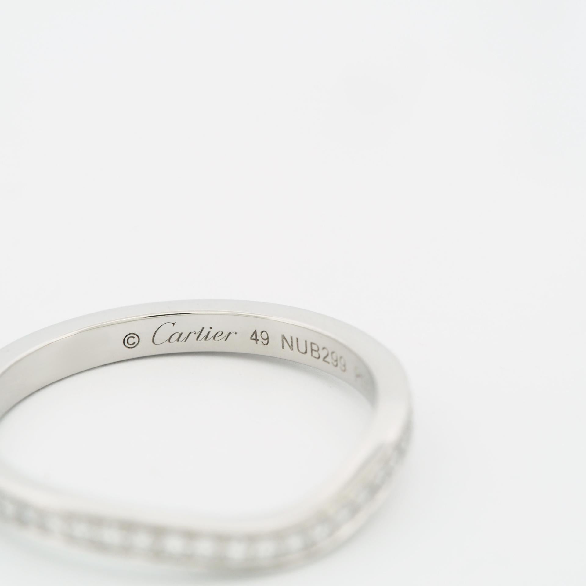 Cartier Ballerine Semi Paved Diamonds Wedding Band Ring Pt 49 in vendita 3