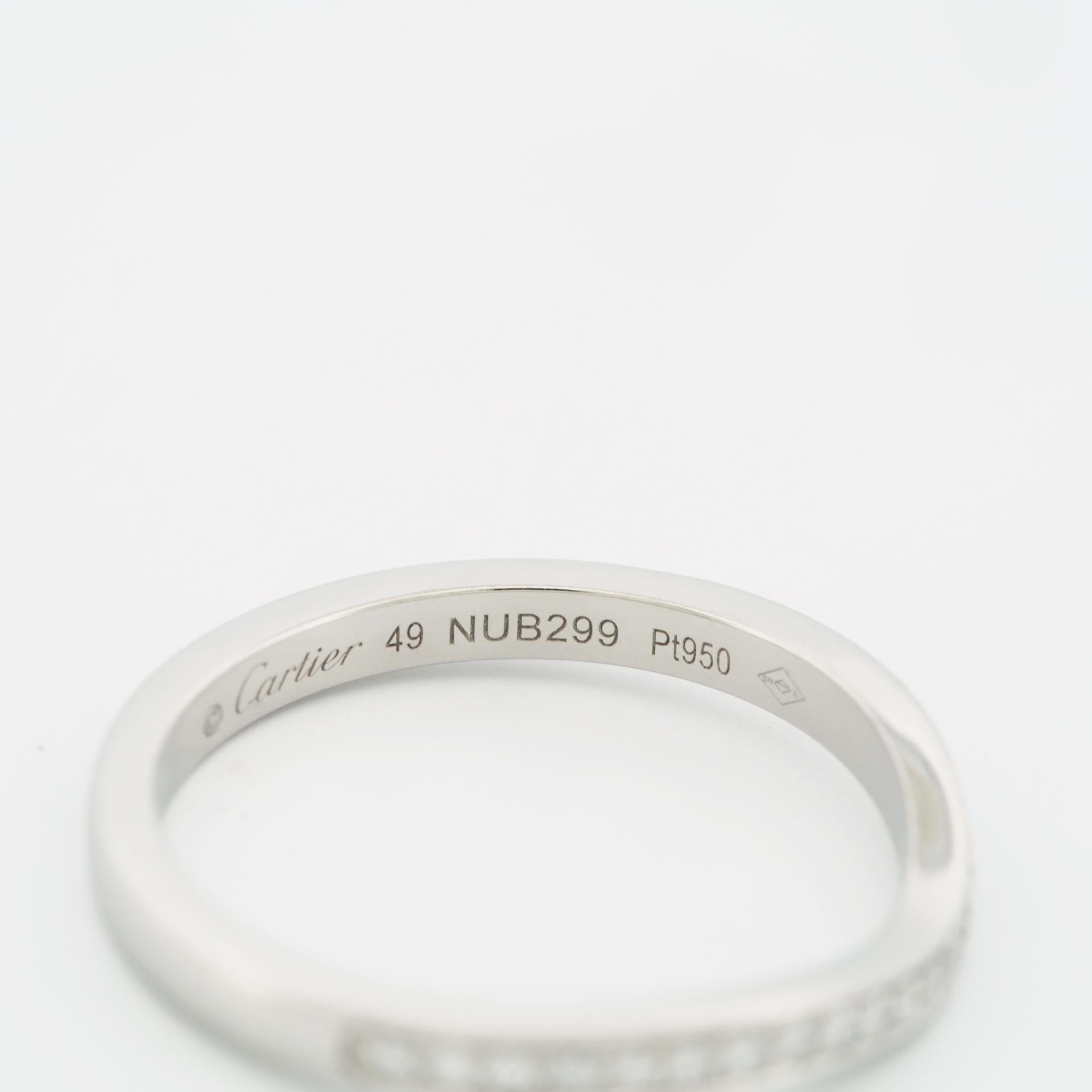 Cartier Ballerine Semi Paved Diamonds Wedding Band Ring Pt 49 in vendita 4