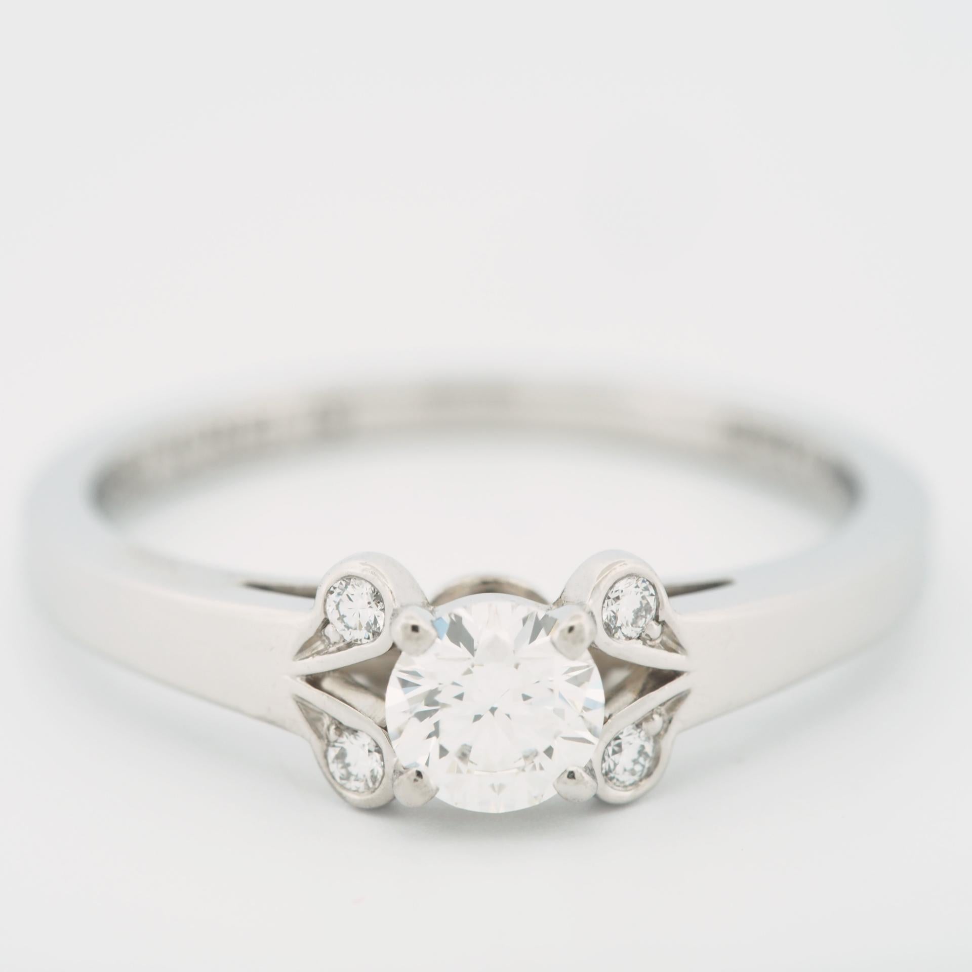 Cartier Ballerine Solitaire 0.32ct Diamond Engagement Ring Pt 51 In Good Condition For Sale In Kobe, Hyogo
