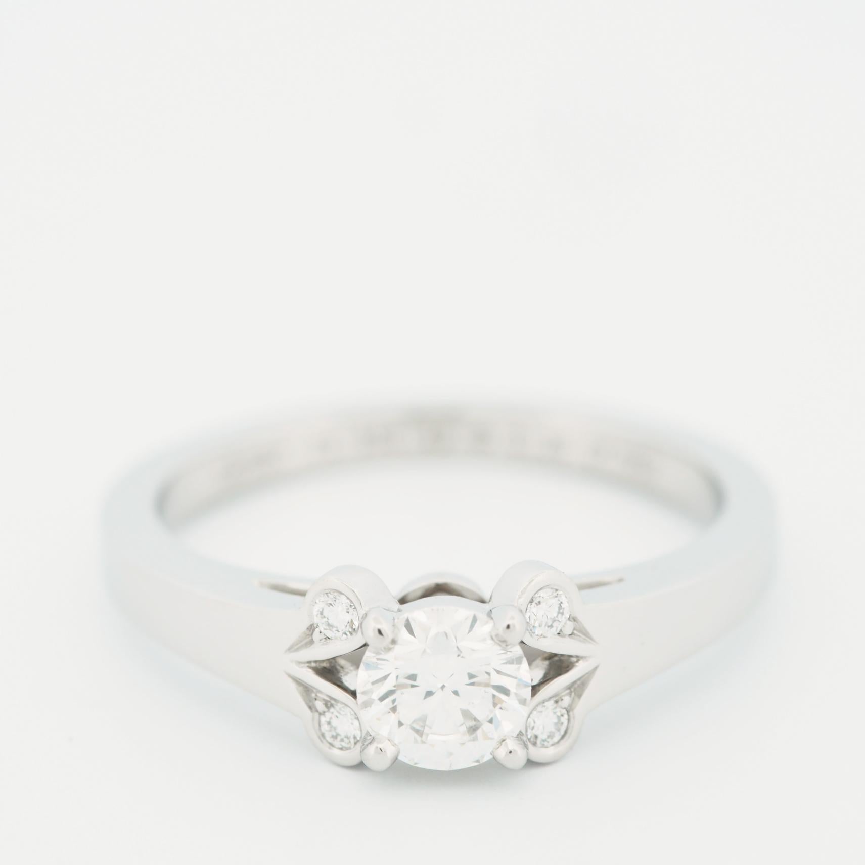 Round Cut Cartier Ballerine Solitaire 0.36ct Diamond Engagement Ring Pt 49