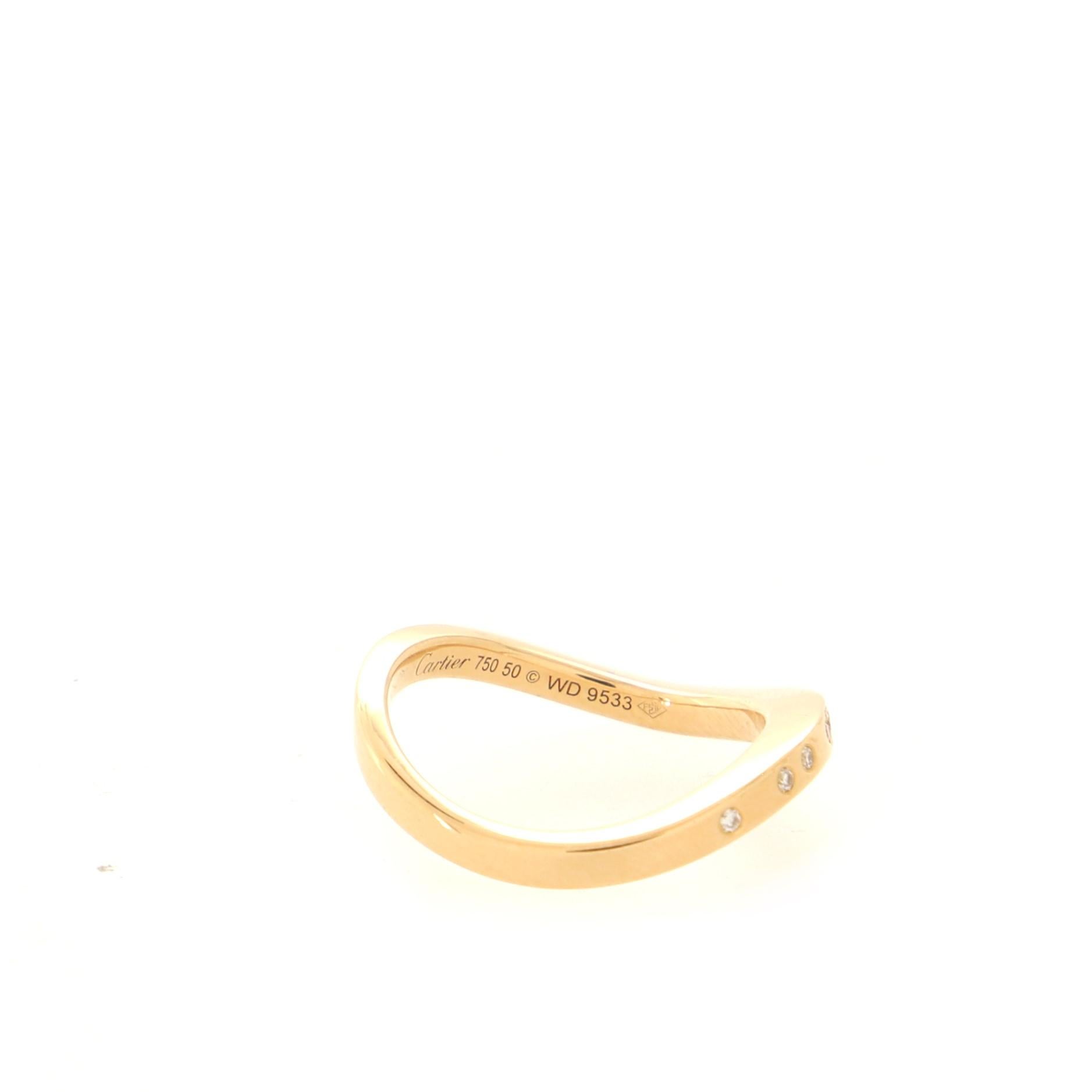 Women's or Men's Cartier Ballerine Wedding Band Ring 18k Yellow Gold and Diamonds