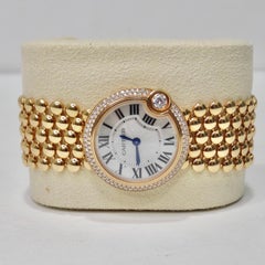 Cartier Ballon Blanc 18 Karat Gold Diamond Bezel Mother of Pearl Dial Watch