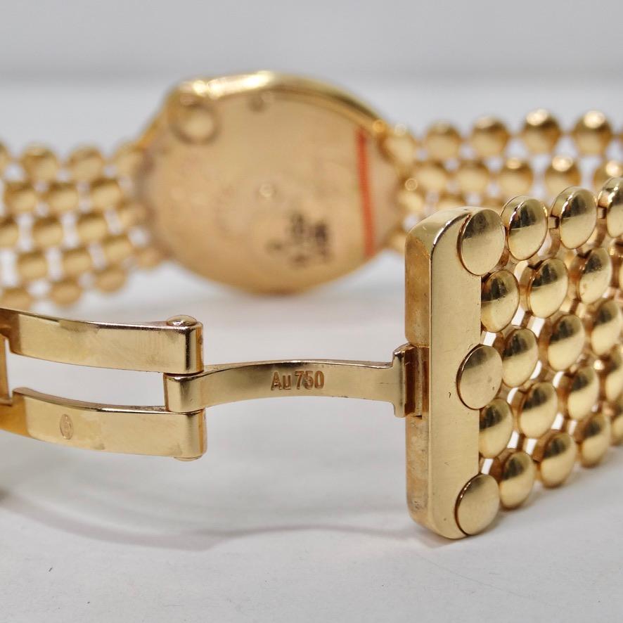 Cartier Ballon Blanc: 18 Karat Gold Perlmutt-Zifferblattuhr mit Diamant-Lünette für Damen oder Herren im Angebot